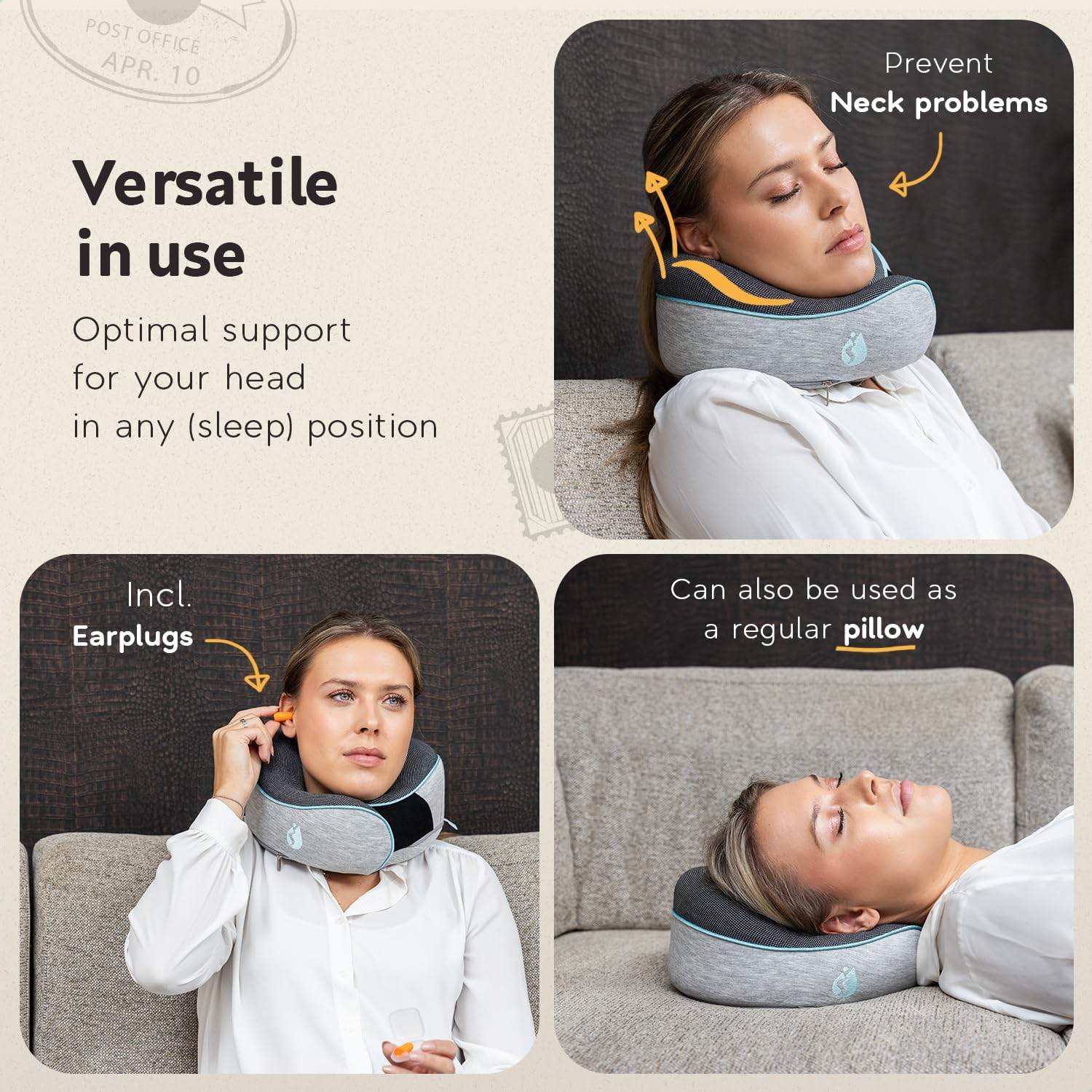 TRAVARA Memory Foam Neck Pillow for Airplanes