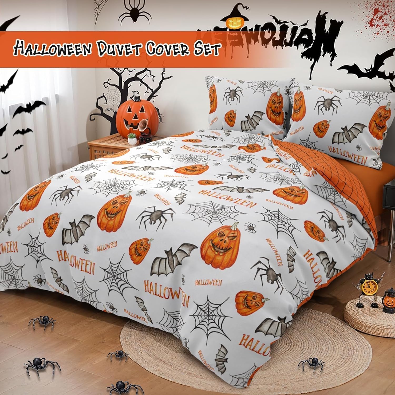 DJY Halloween Duvet Cover Set Queen Size 90x90