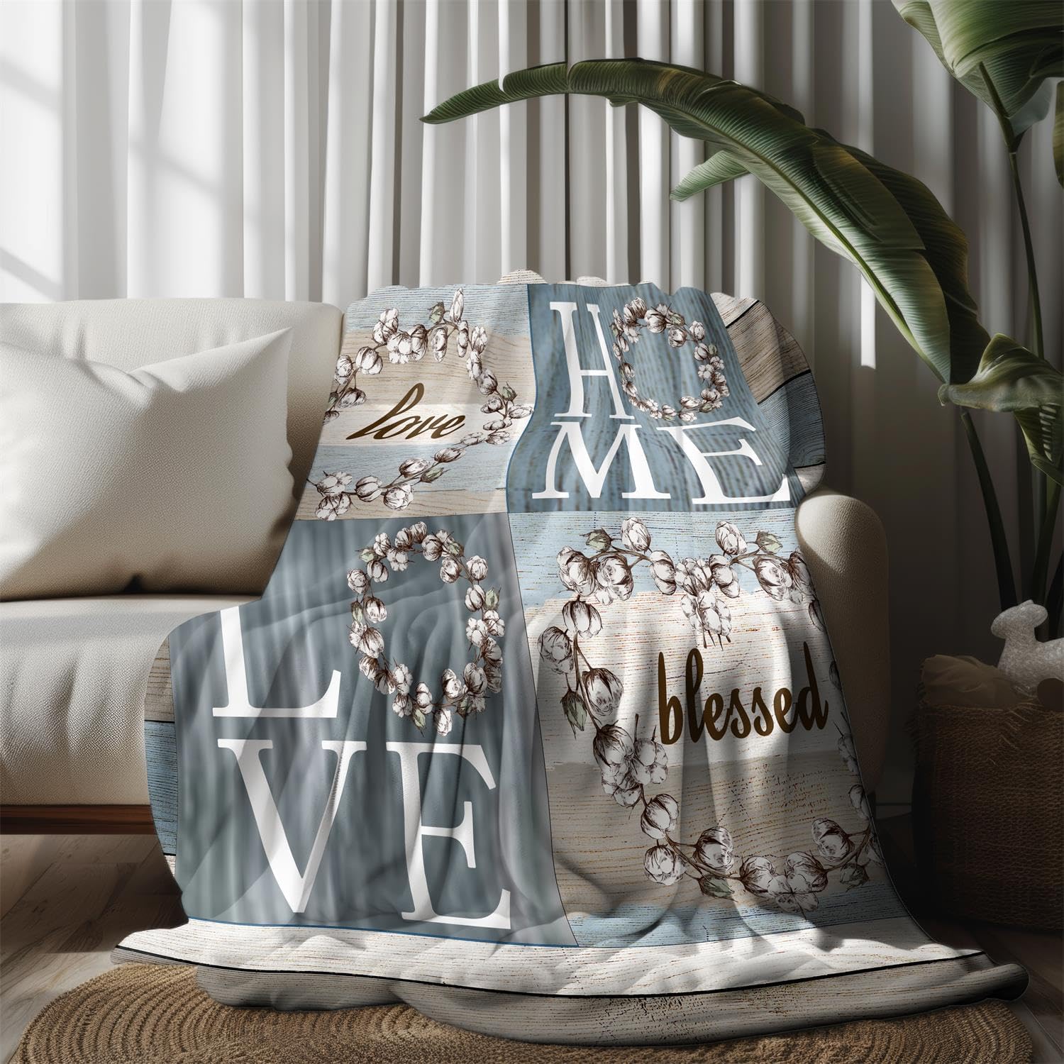 Rustic Floral Sweet Love Throw Blanket 50x60 Inches