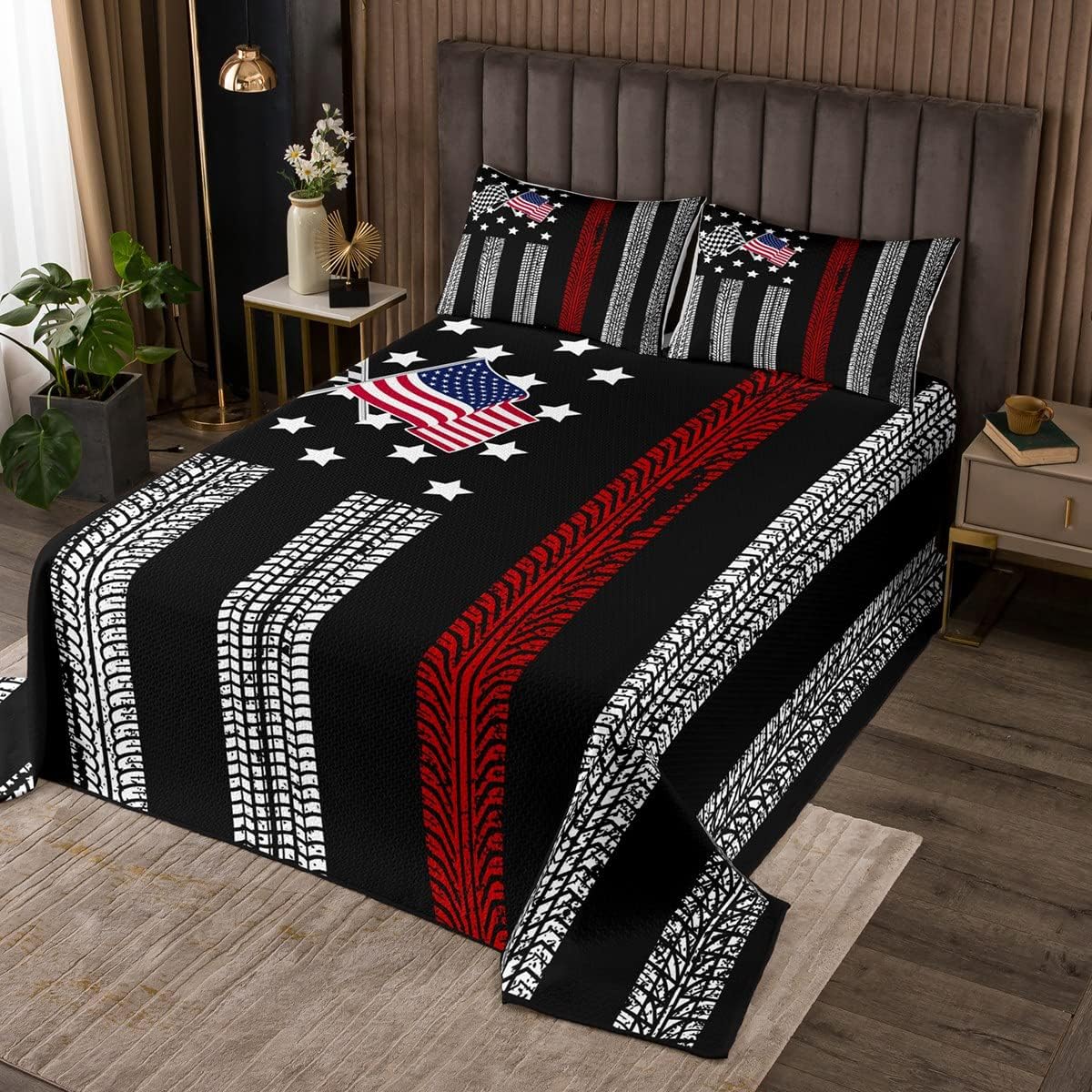 Erosebridal American Flag Bedspread Set Queen
