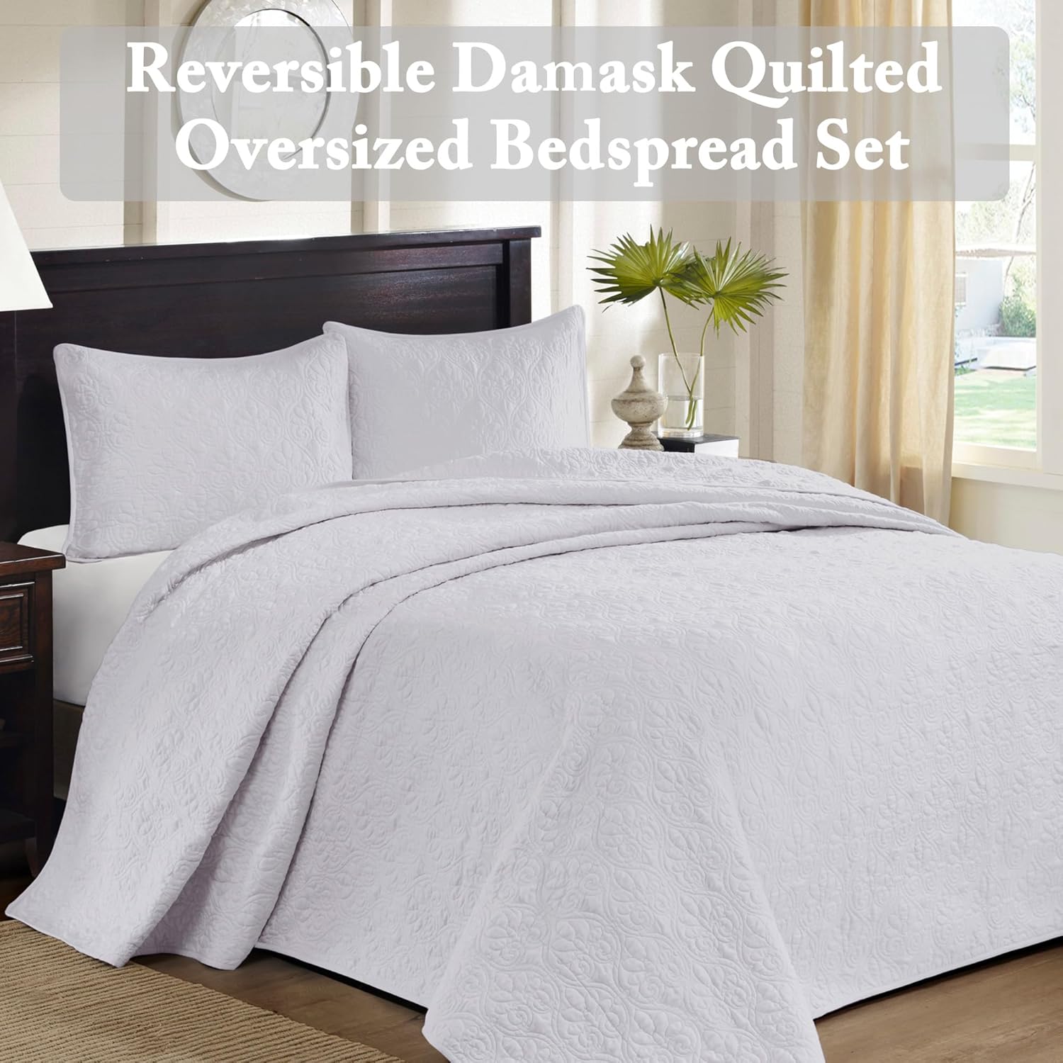 Madison Park Quebec Reversible Quilt Set Damask Design