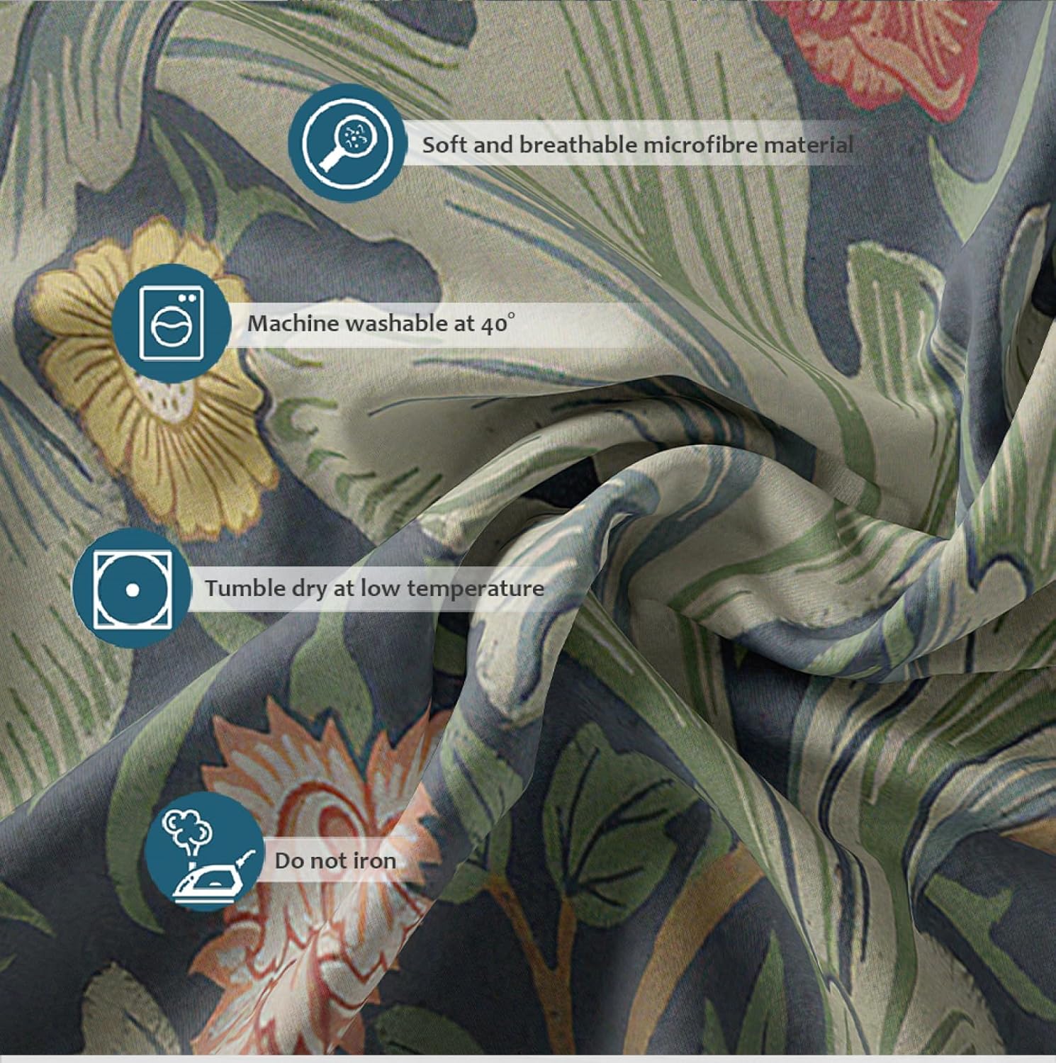 HOBBOY Luxury Floral Duvet Cover Set 3 Pieces