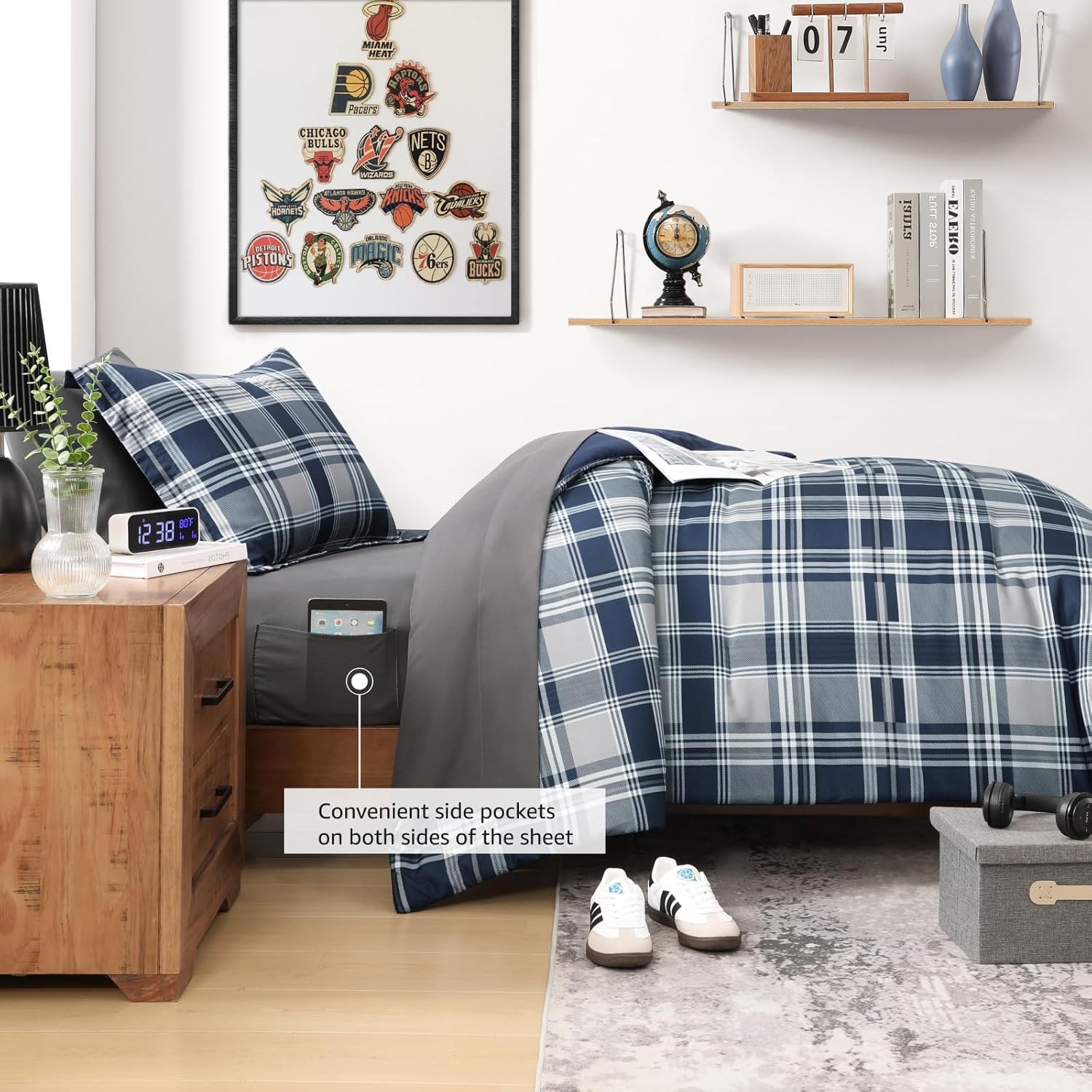 MaiRve Navy Blue Twin XL Comforter Set 5 Piece