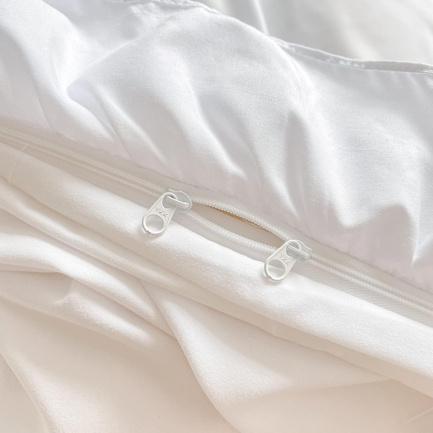 MOOWOO Chic Ruffle Lace Duvet Cover Set Twin White 2 Piece