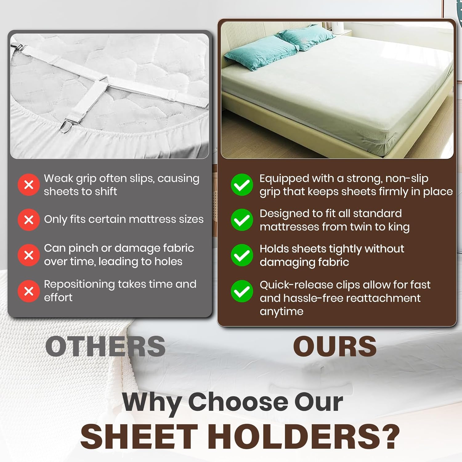 YAANI Lock Sheet Holders Set of 4 Universal Fit 1