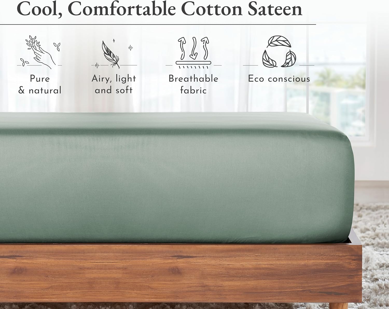California Design Den Twin XL Fitted Sheet Sage Green