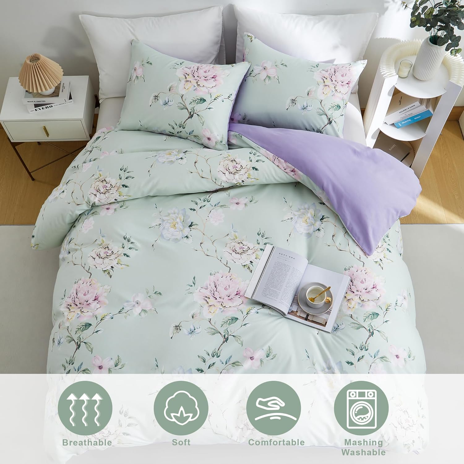 BOLINLIVING Flower Kids Duvet Cover Set