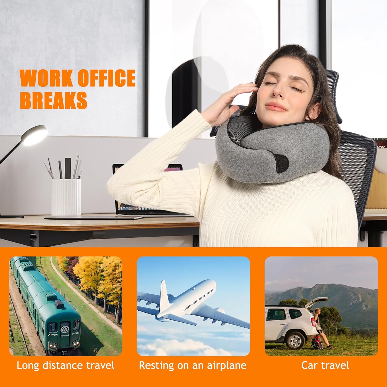 Almalls Memory Foam Travel Neck Pillow 360 Degree Support