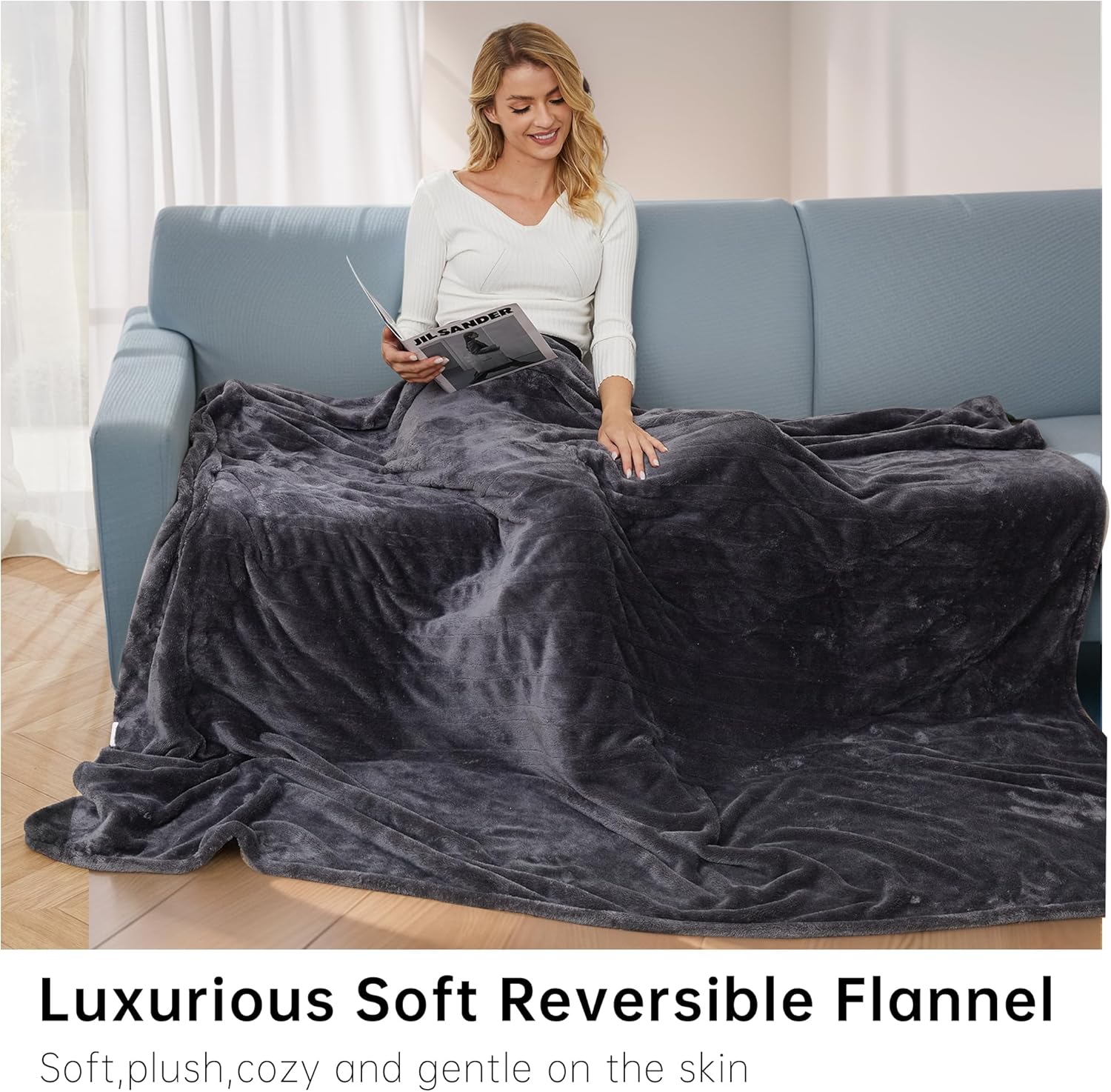 McJaw Heated Electric Blanket 72 x 84 Dark Grey