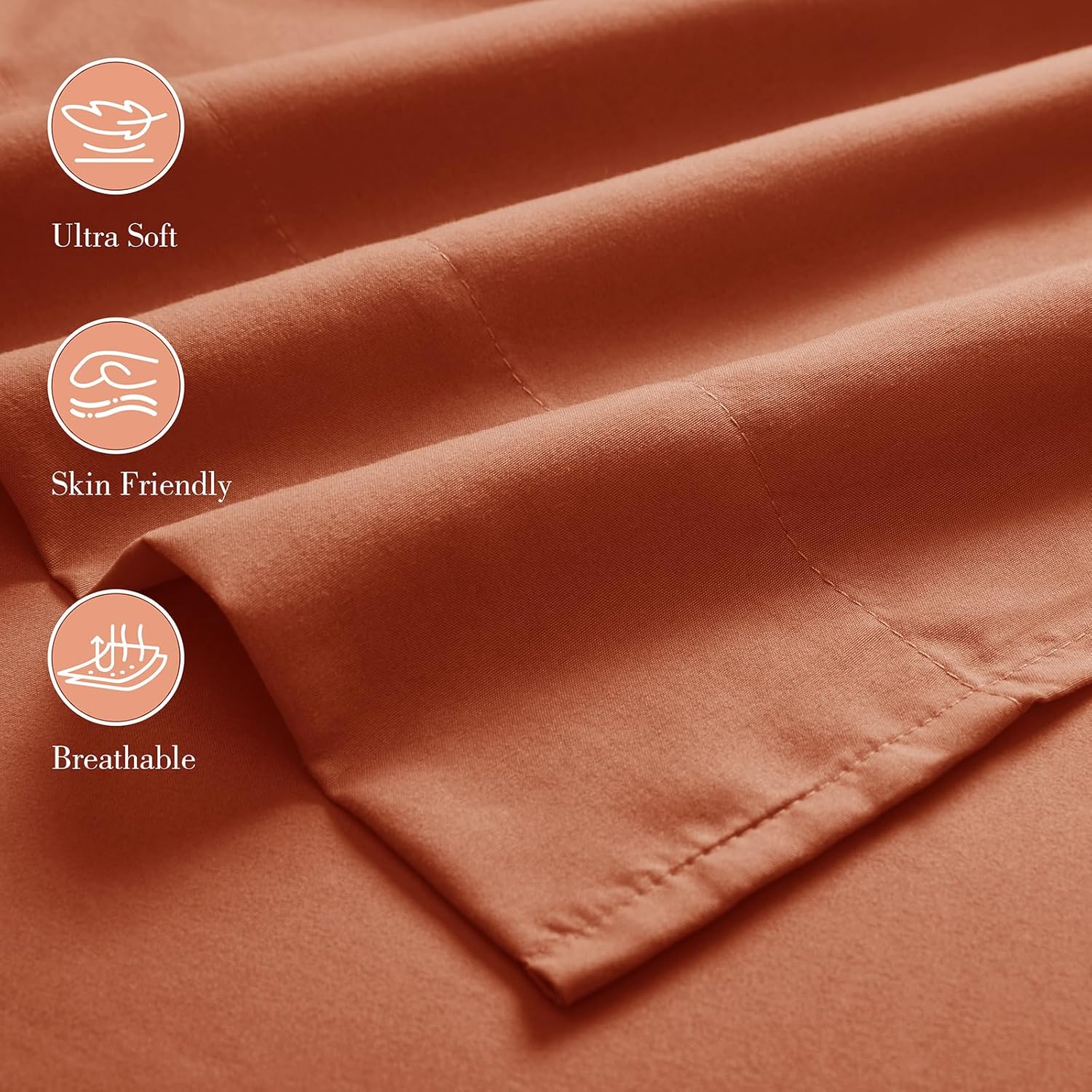 Aormenzy Extra Deep King Sheets - 4 Piece Burnt Orange Set