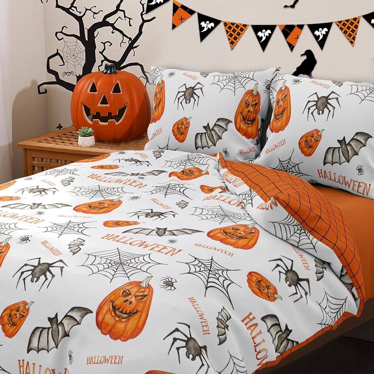 DJY Halloween Duvet Cover Set Queen Size 90x90