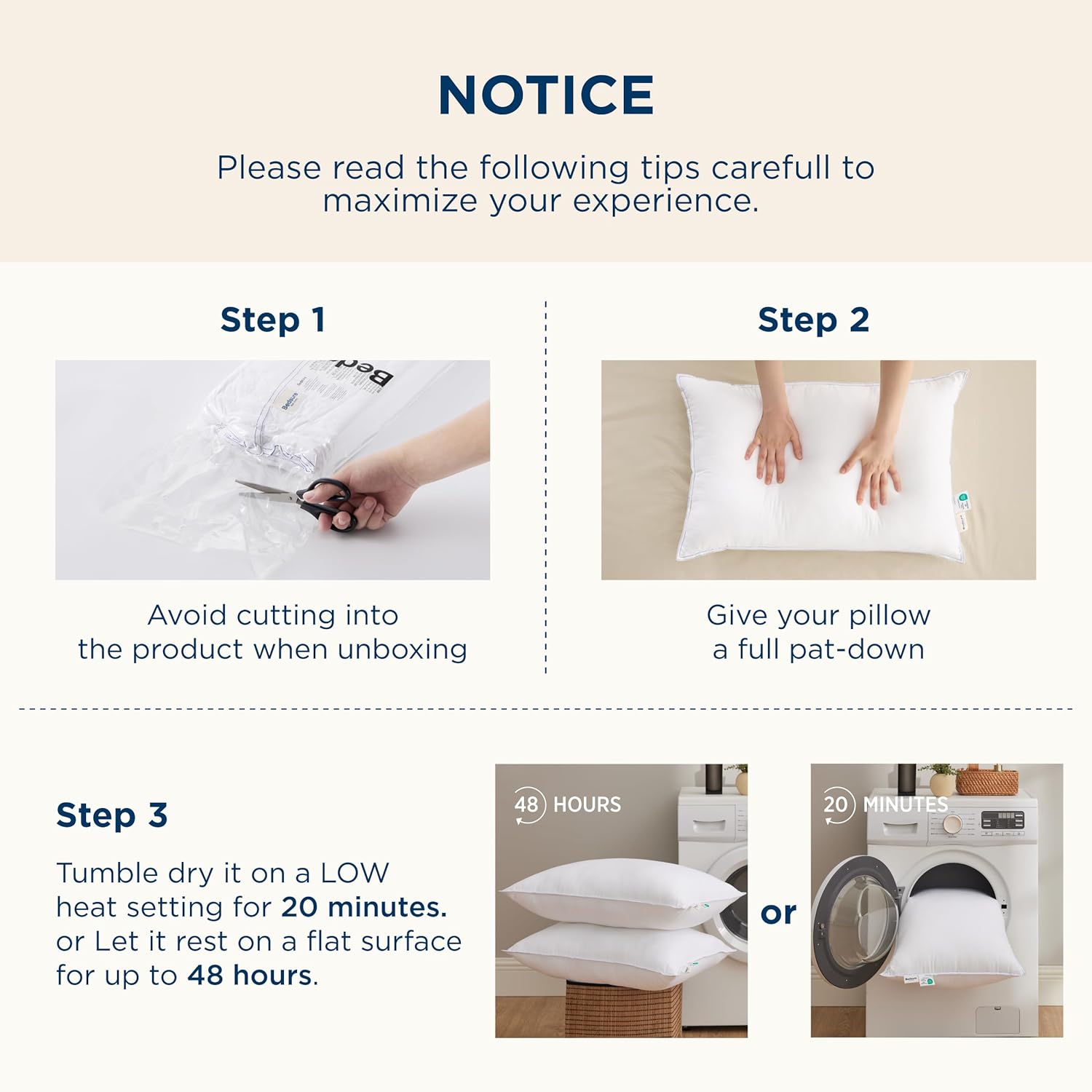 Bedsure Fluffy Pillows Set of 2 - 19x26