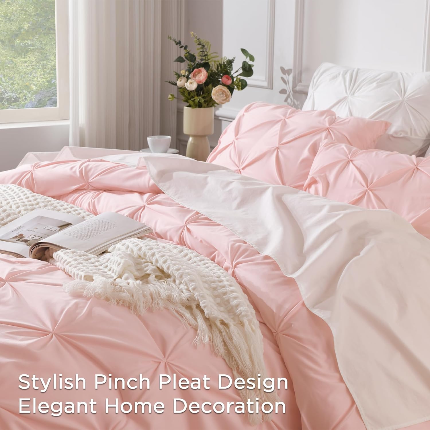 Andency Pink Comforter Set 3 Pieces Full Size