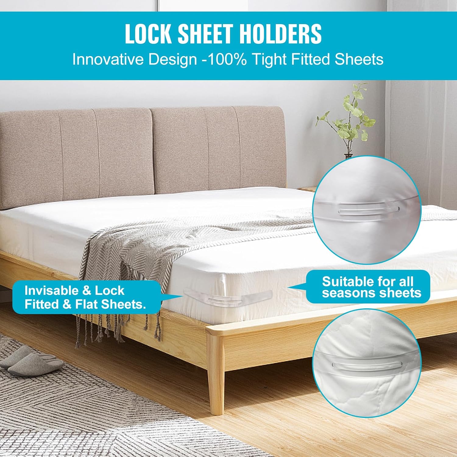 Adjustable Sheet Clips Keep Sheets Firm Tight for Bed