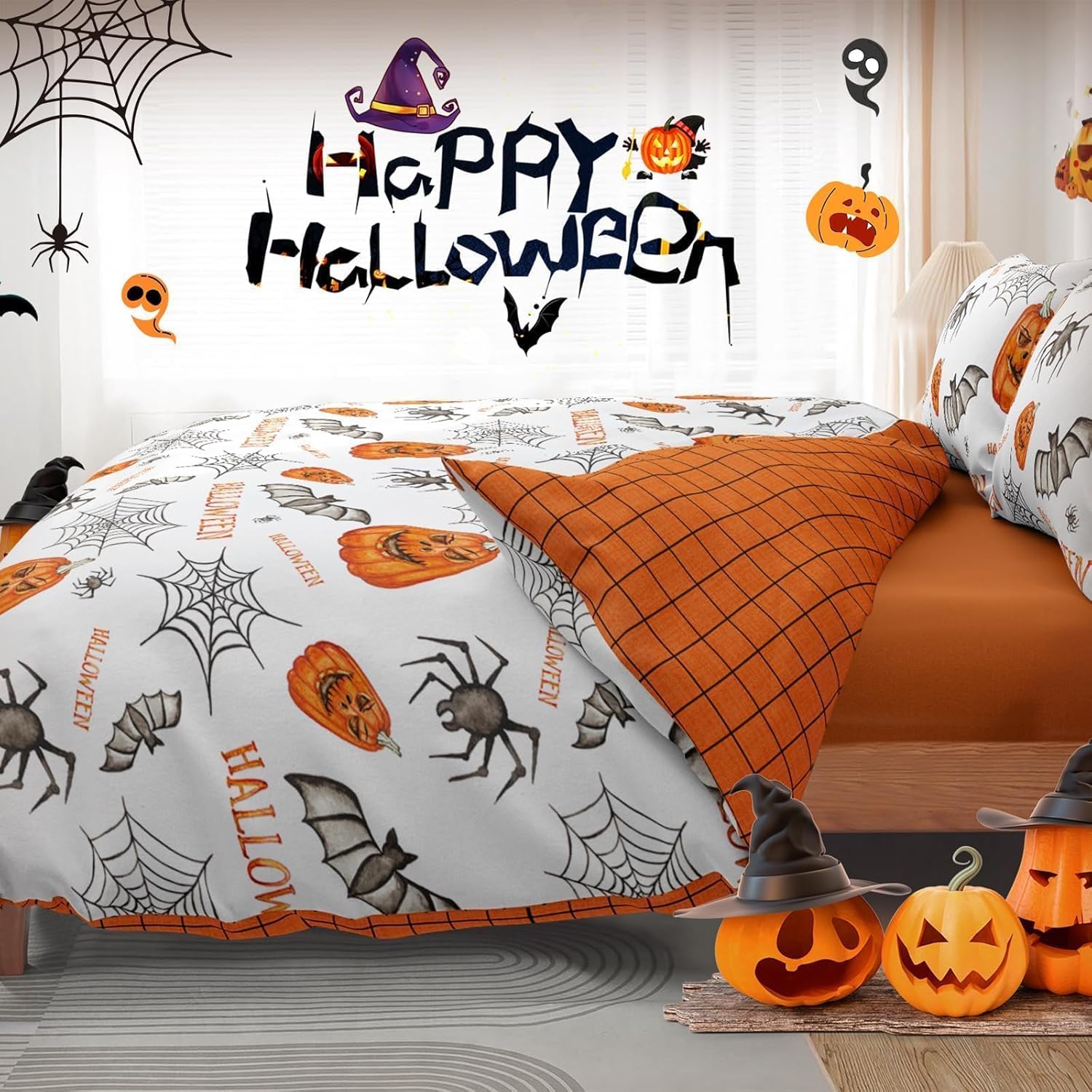 DJY Halloween Duvet Cover Set Queen Size 90x90