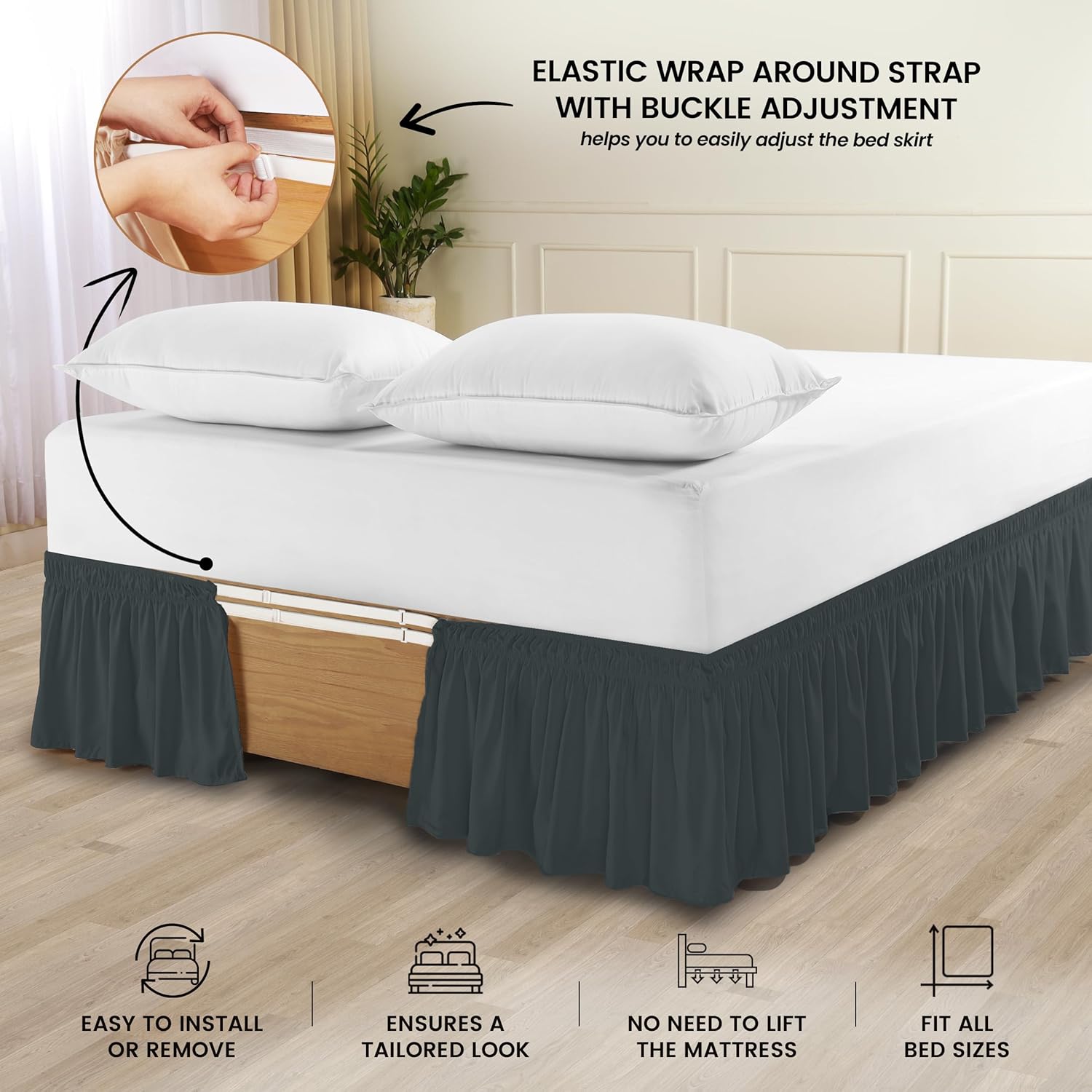 Utopia Bedding Queen Elastic Bed Ruffle with Microfiber Skirt