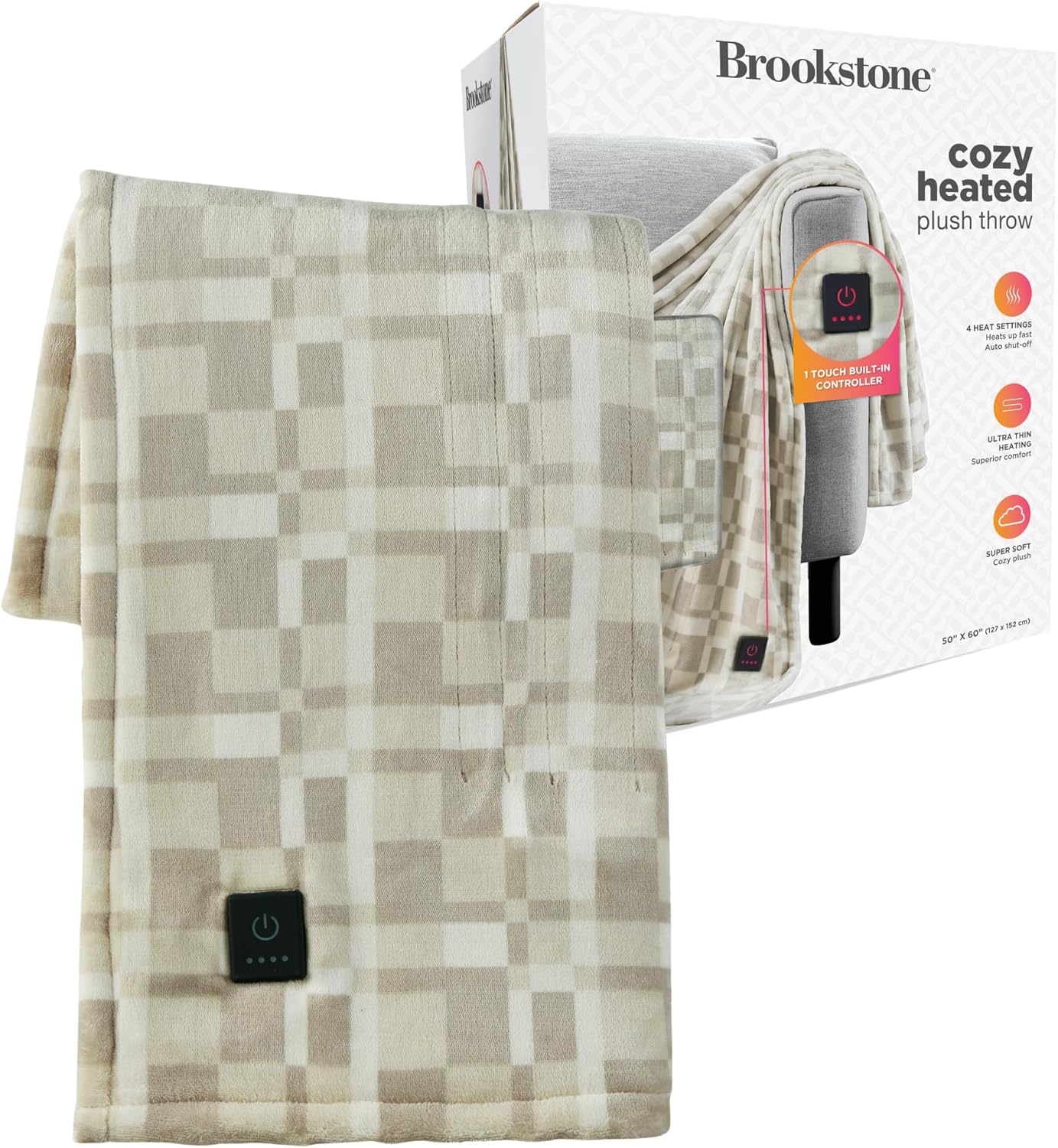 Brookstone Heated Throw Blanket - 4 Heat Settings 1