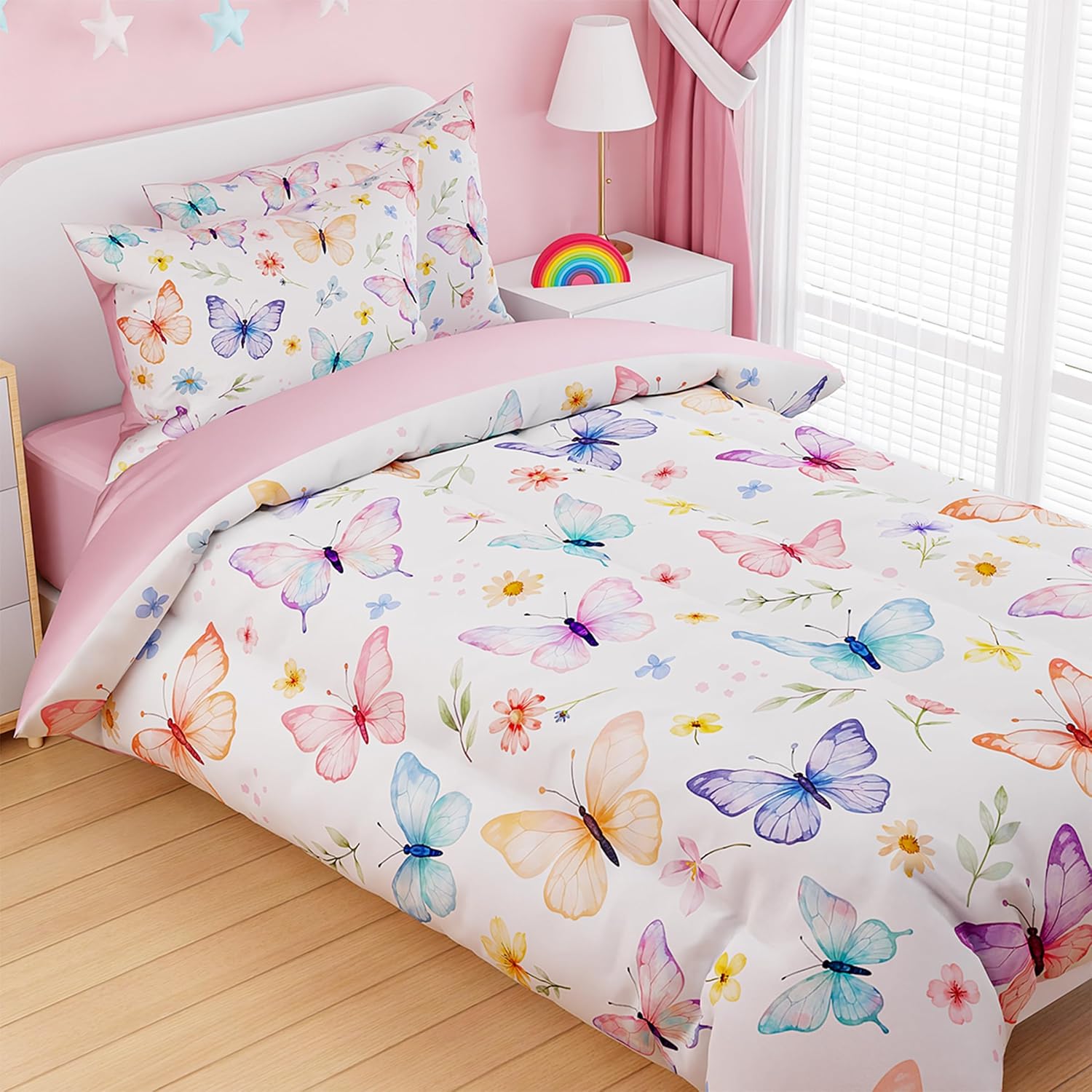 SANDJEST Butterfly Duvet Cover Set Twin Size