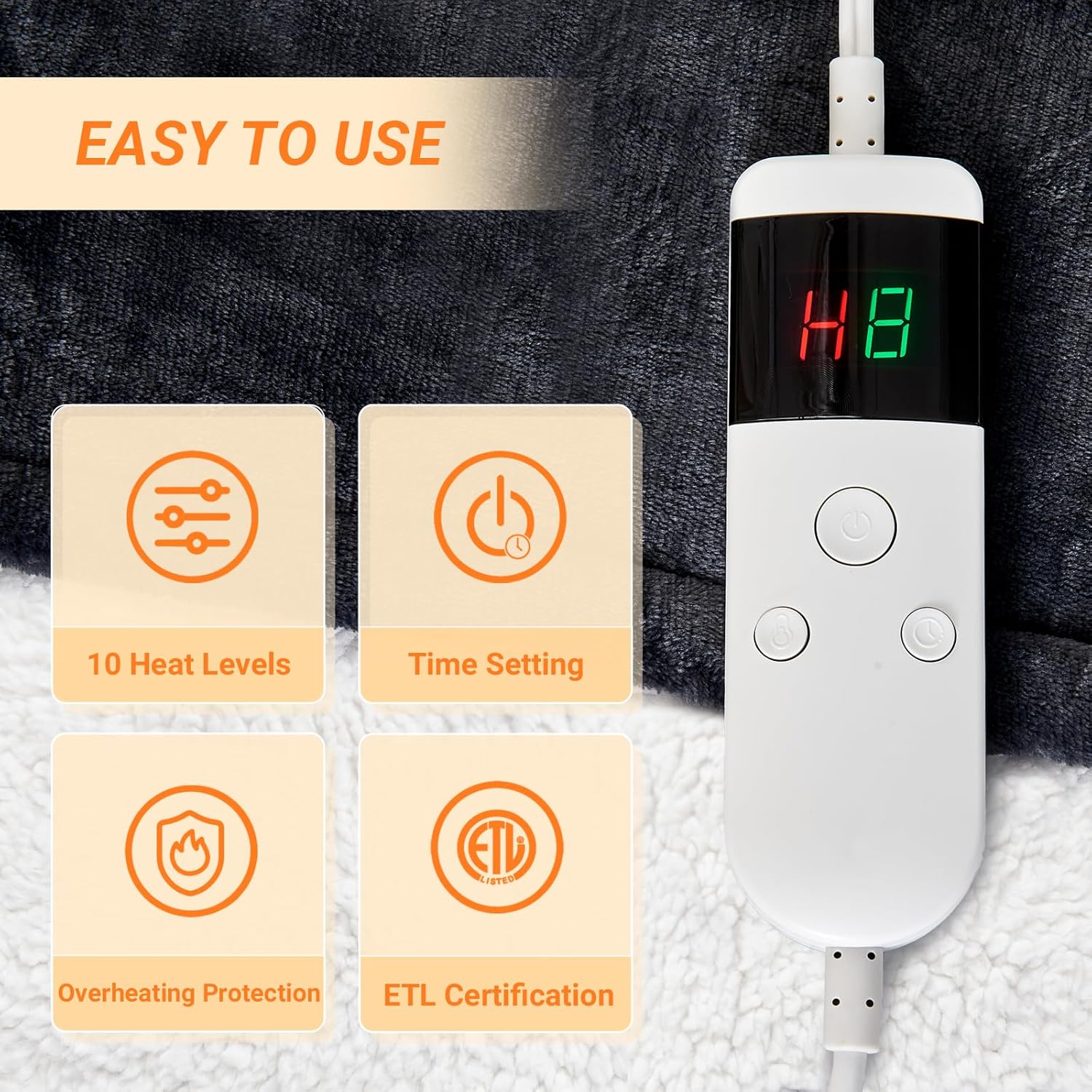 PENGZHU Electric Blanket with 10 Heat Levels