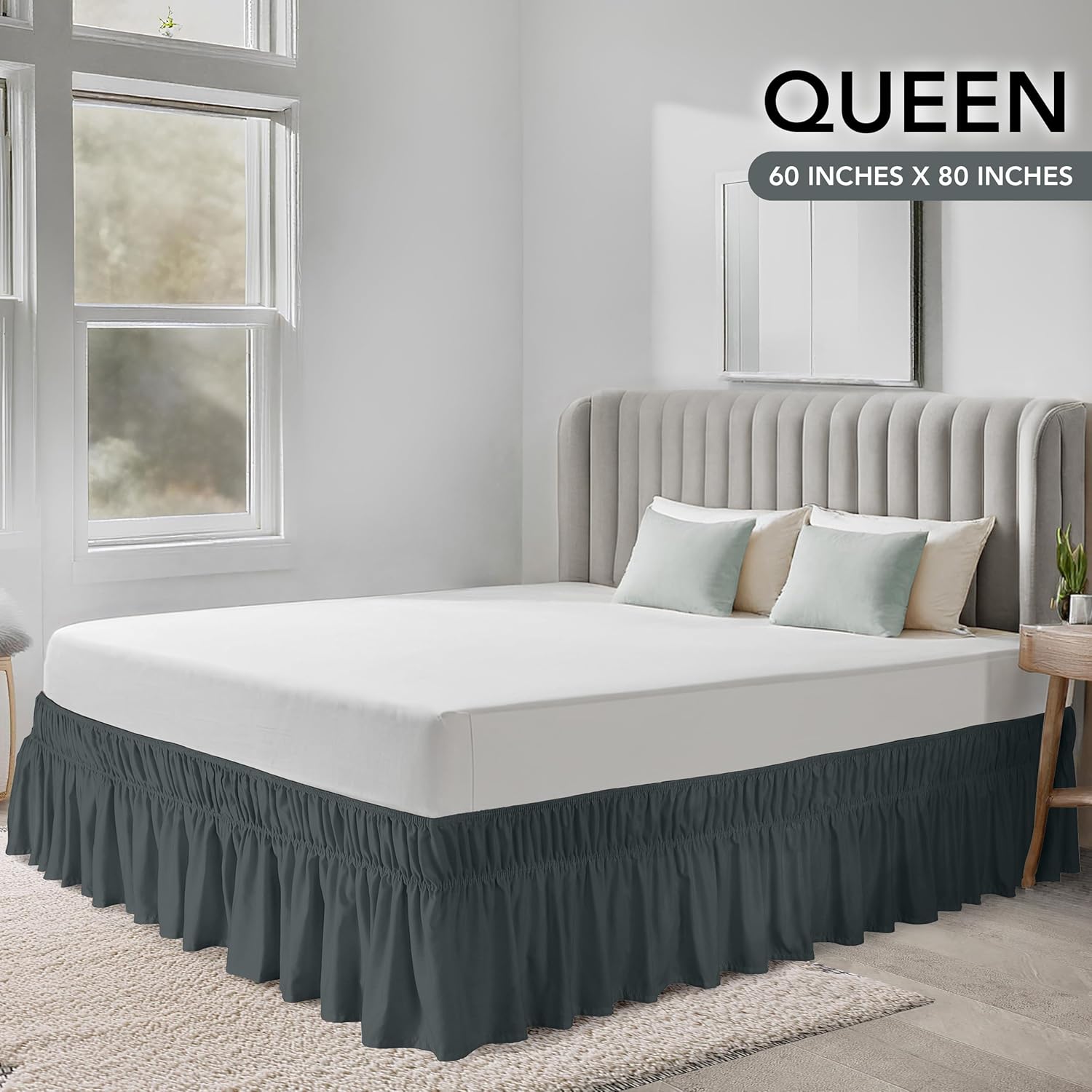 Utopia Bedding Queen Elastic Bed Ruffle with Microfiber Skirt