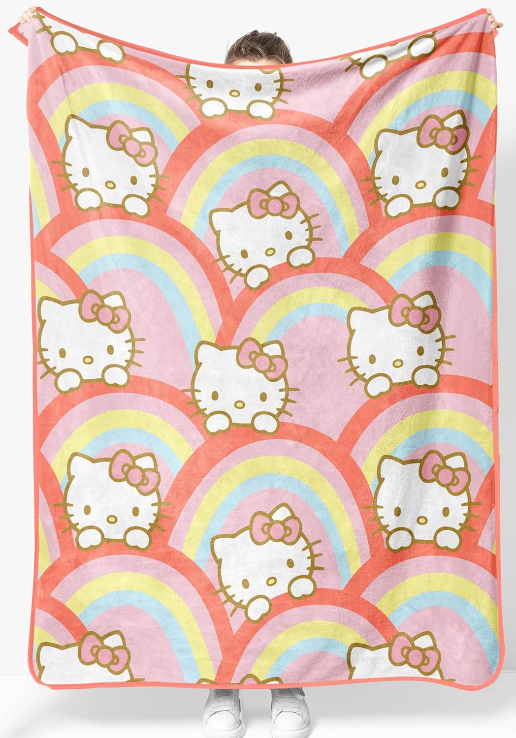 Jay Franco Hello Kitty Rainbow Plush Throw Blanket