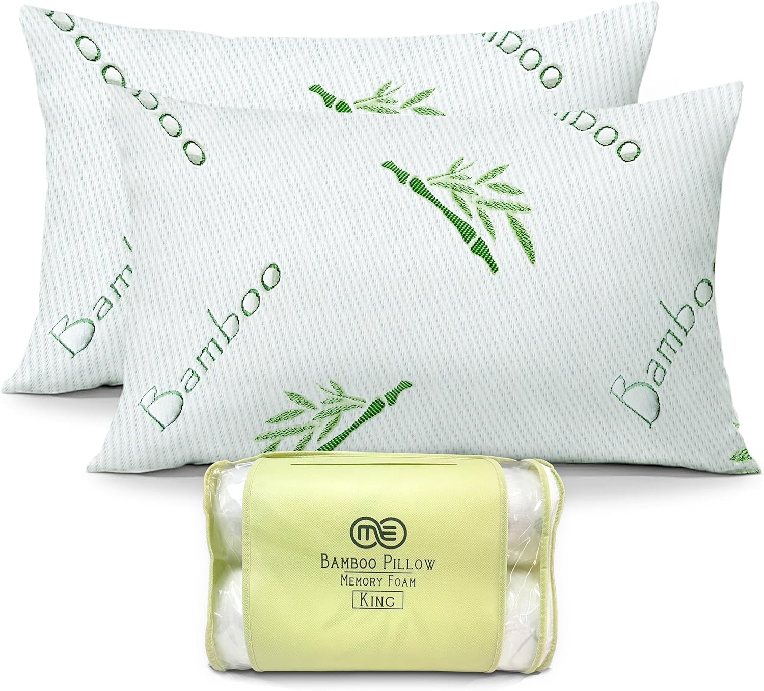 OMEO 2 Pack Rayon Bamboo Memory Foam Pillows