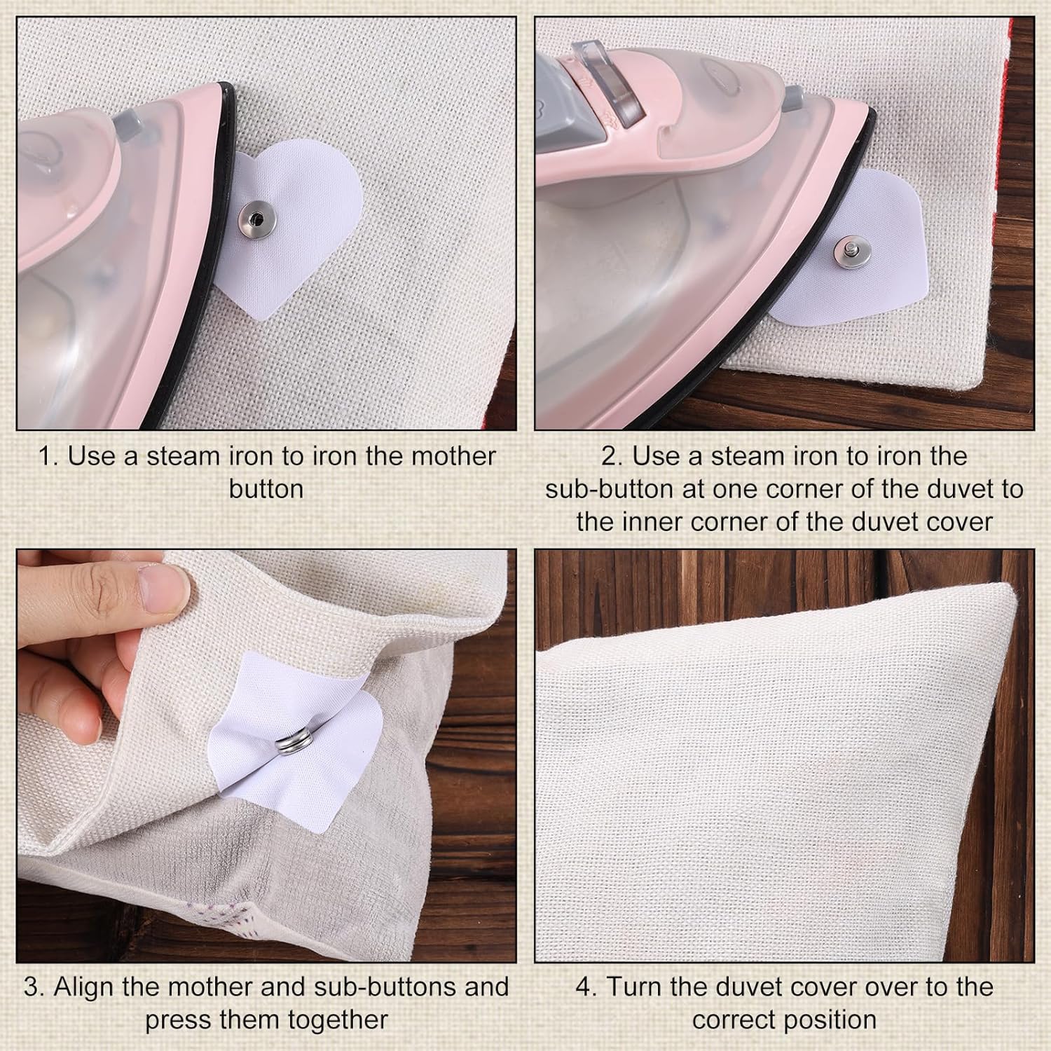 16pcs Heart Shaped Duvet Snaps with Iron Fasteners