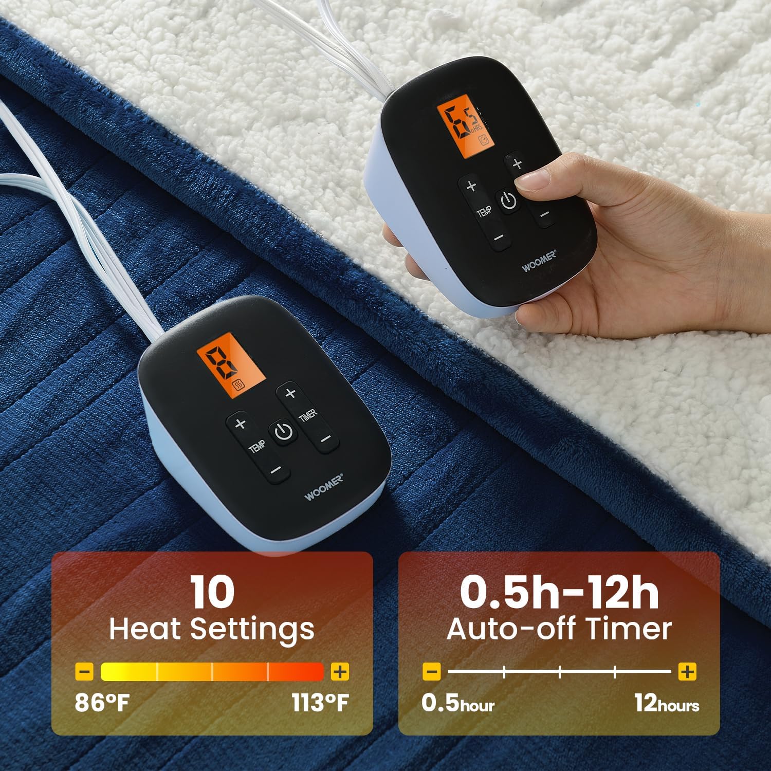 WOOMER Electric Heated Blanket Queen Size