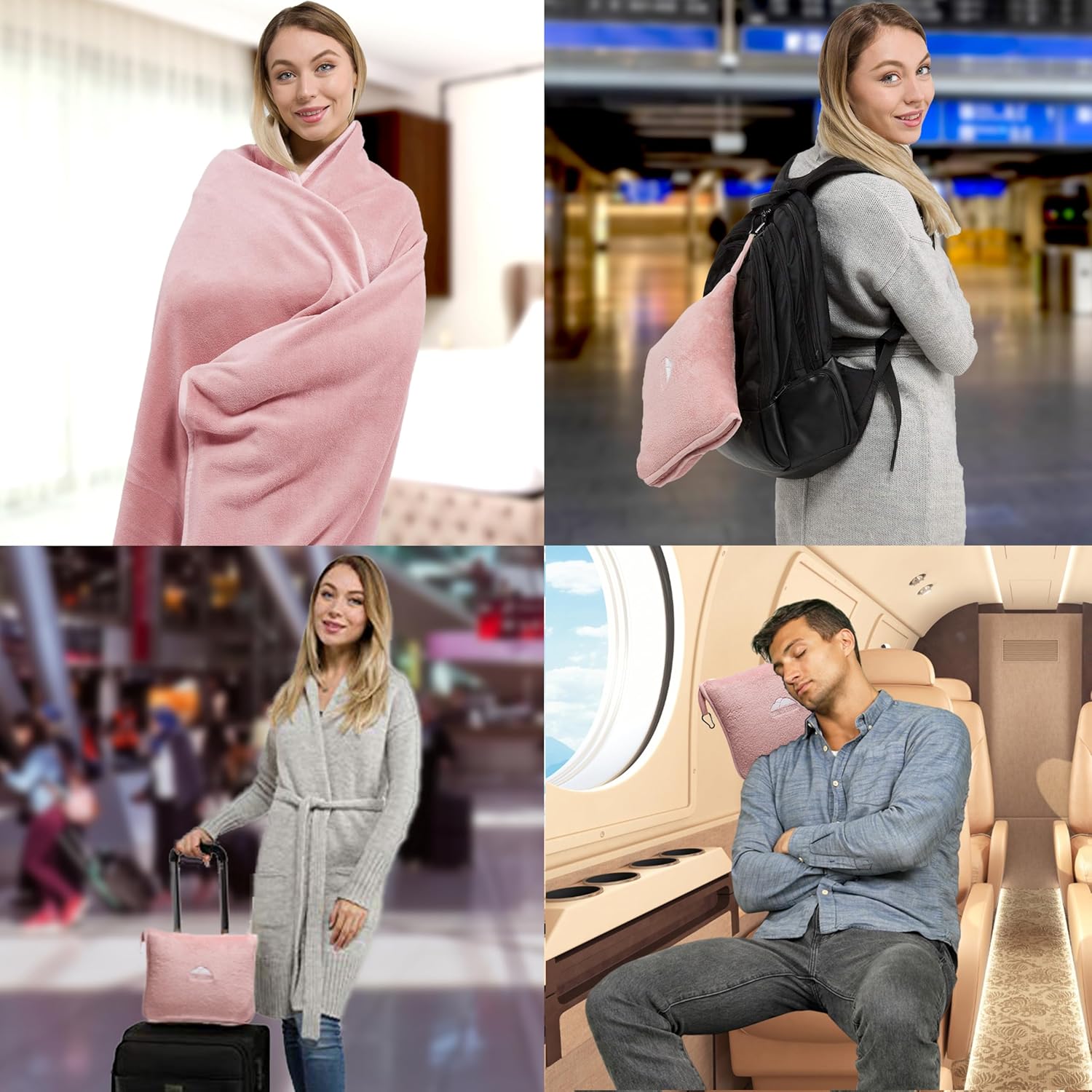 BlueHills Premium Travel Blanket Pillow 70x48 Inch