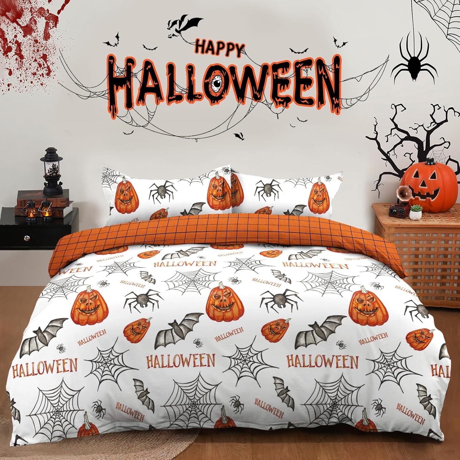 DJY Halloween Duvet Cover Set Queen Size 90x90
