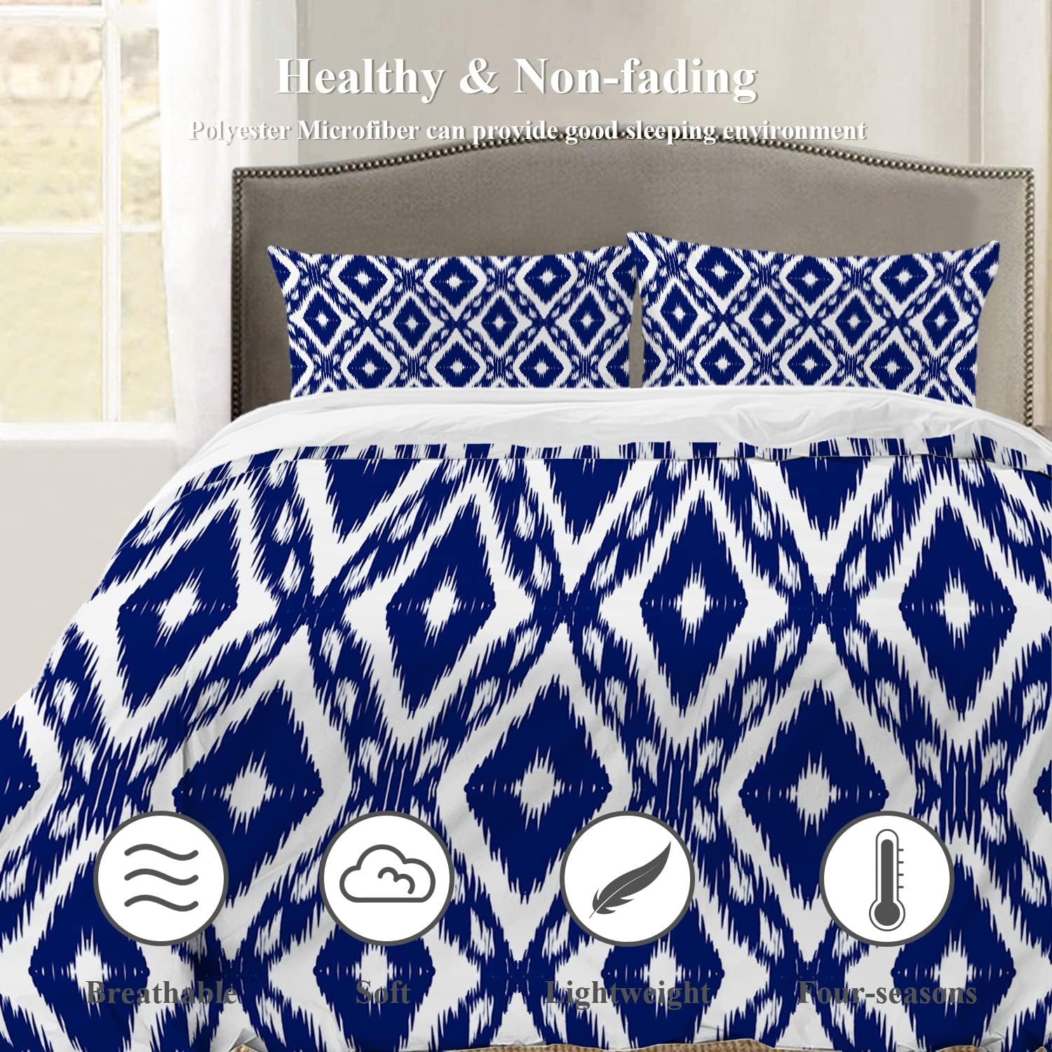 Shrahala Abstract Ikat Ogee Duvet Cover Set Twin Size 3 Pieces