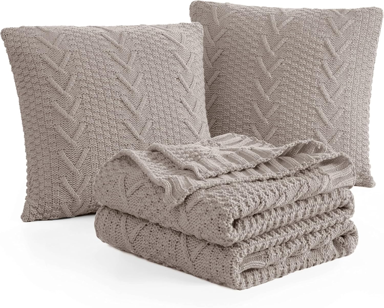 Aormenzy Knitted Throw Blanket Set with Pillow Covers
