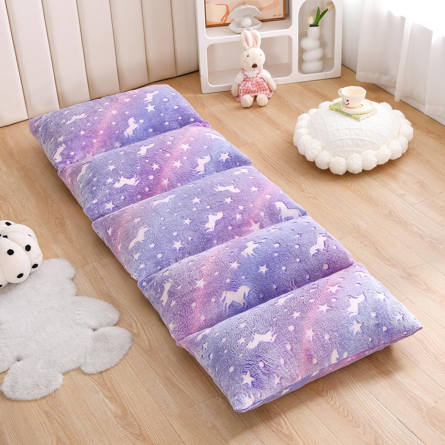 Mengersi Velvet Floor Pillow Cover Glow in The Dark Design