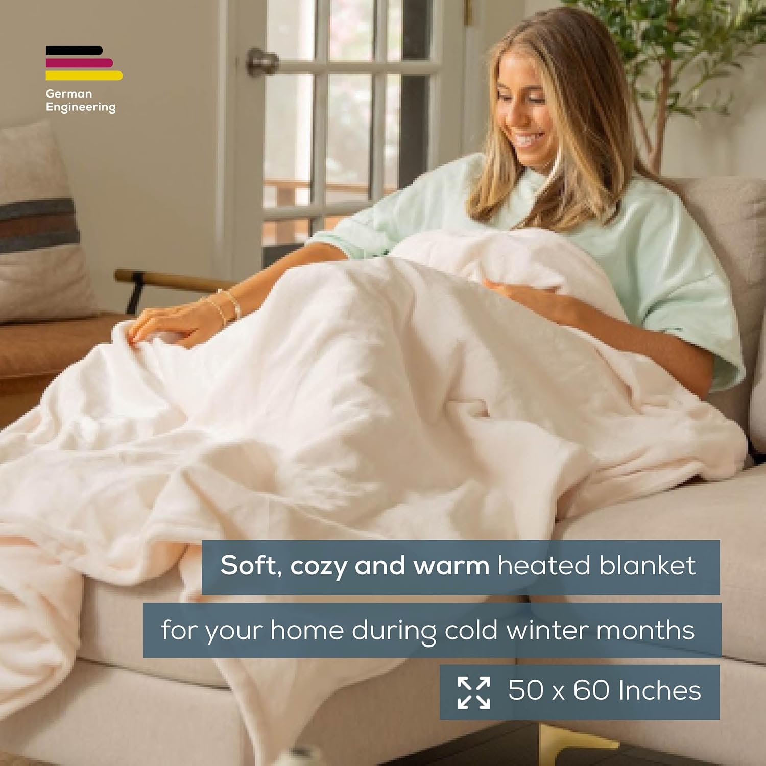 Beurer HD61 Heated Throw Blanket - 4 Heat Settings 4hr Auto Shut Off