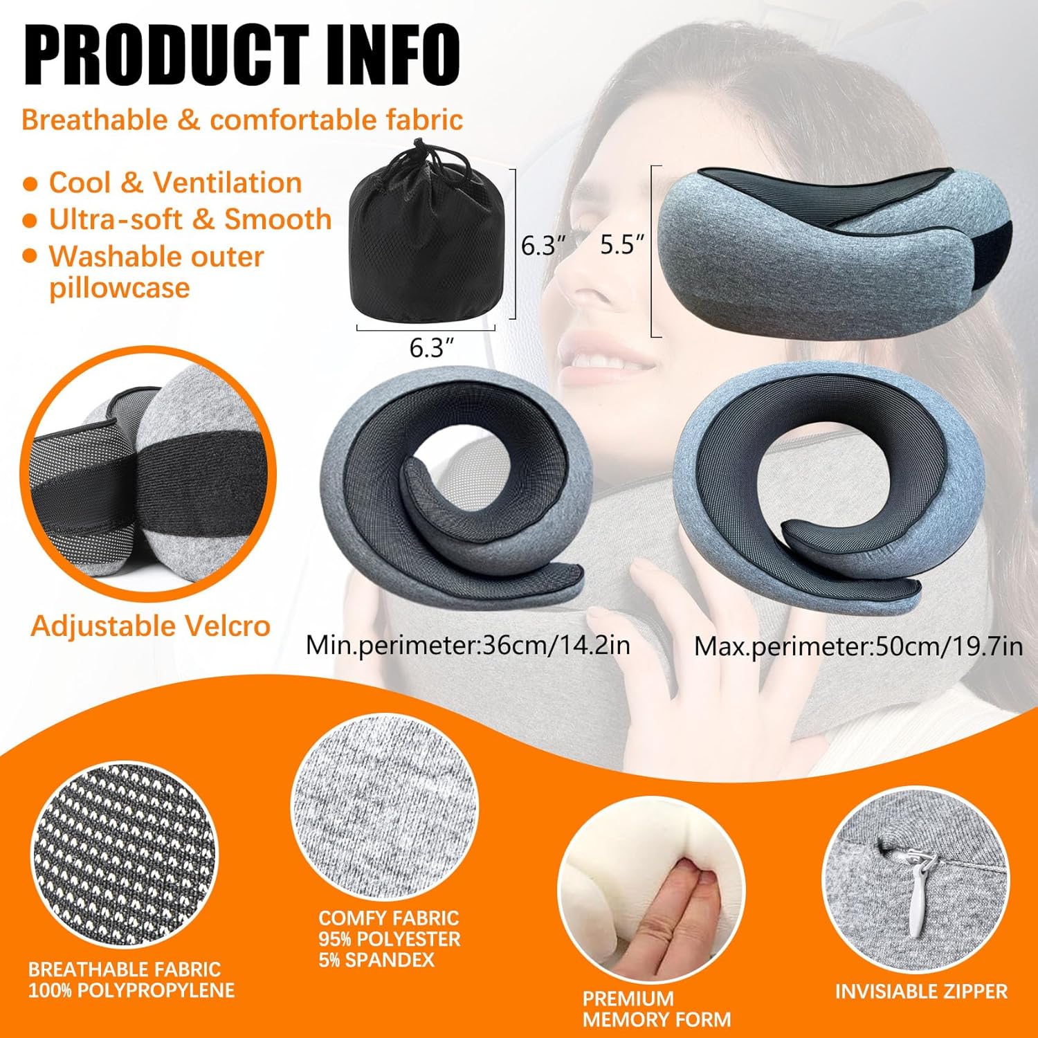 Almalls Memory Foam Travel Neck Pillow 360 Degree Support