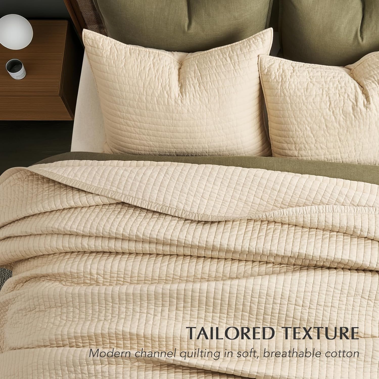 EVERGRACEHOME Cotton Sateen Quilt Set Queen Size
