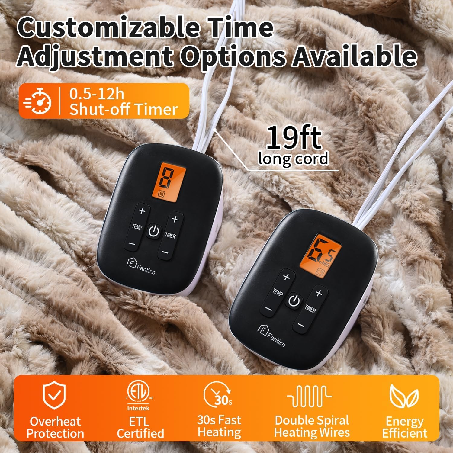 Fantico Electric Blanket Queen Size with Dual Control 1