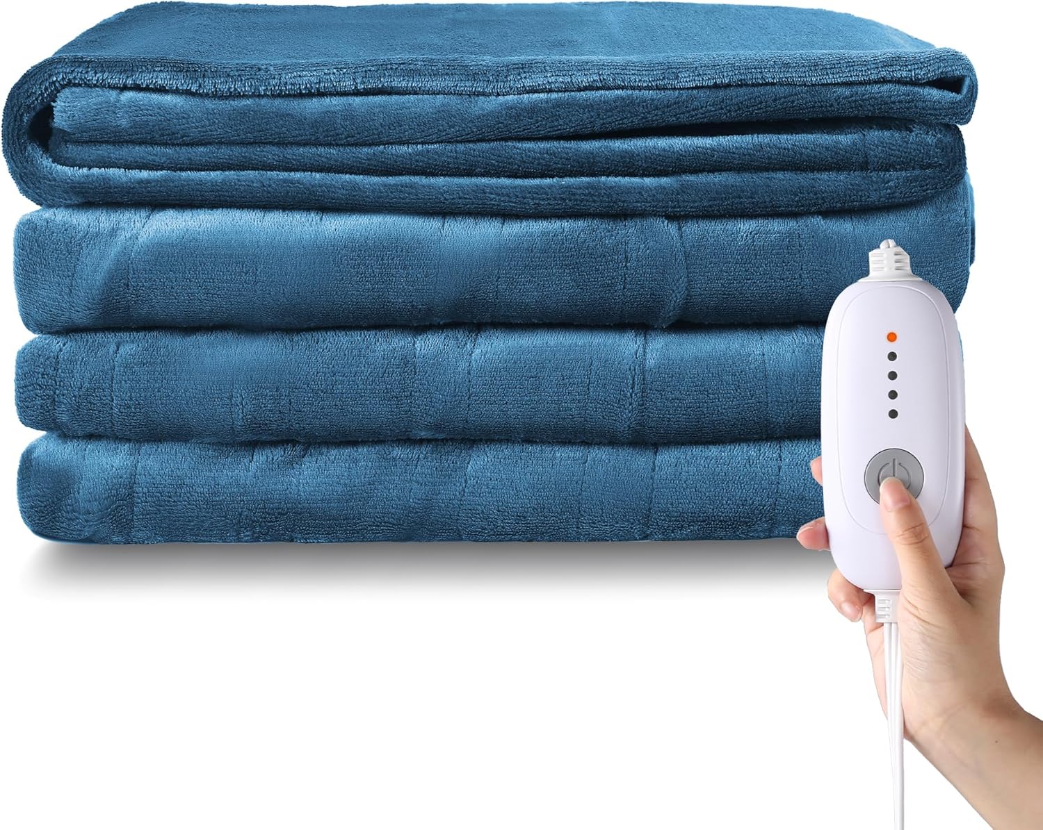 Minervada Electric Heated Blanket Twin 62x84 Flannel Warm Blue