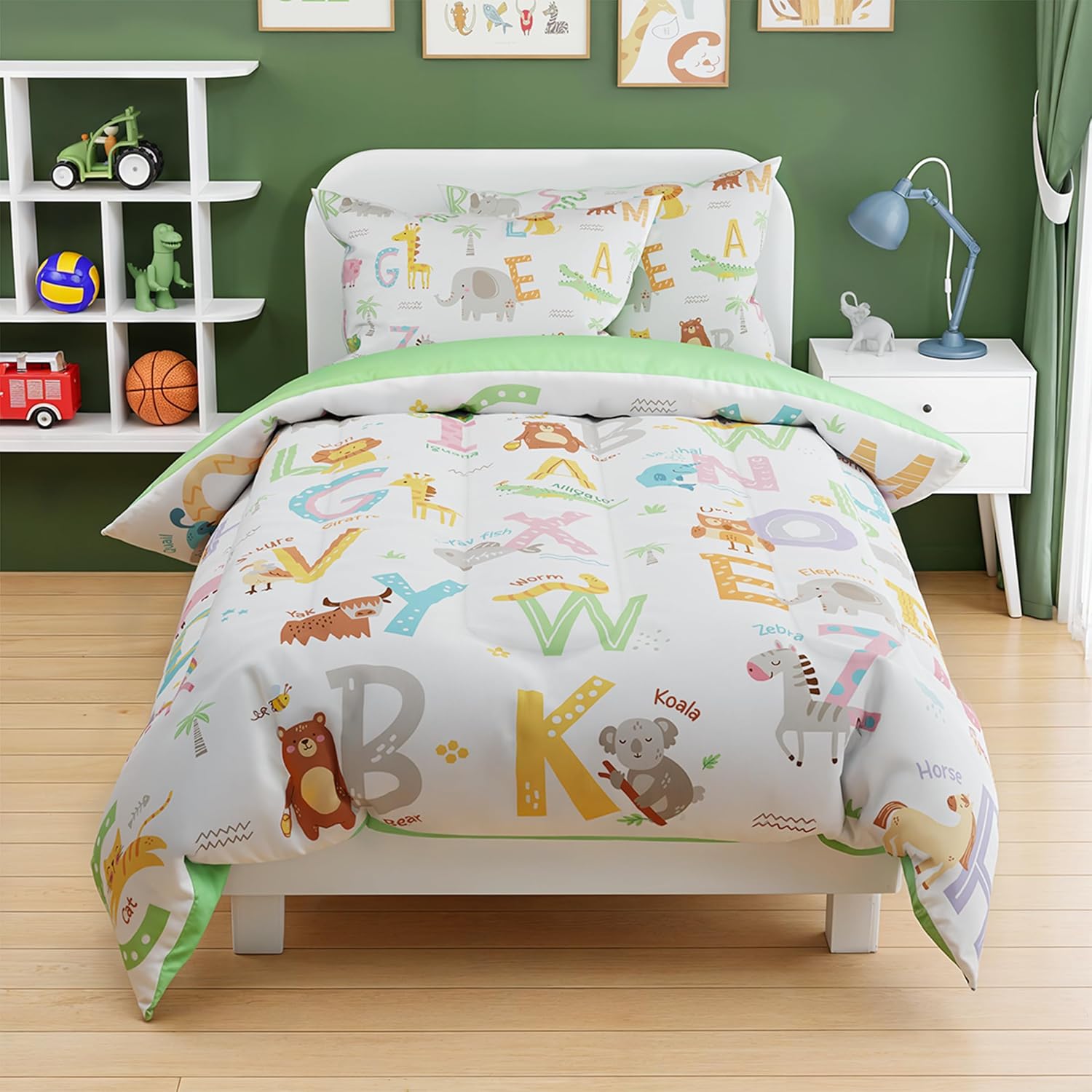 SANDJEST Alphabet Duvet Cover Set Twin Size for Kids