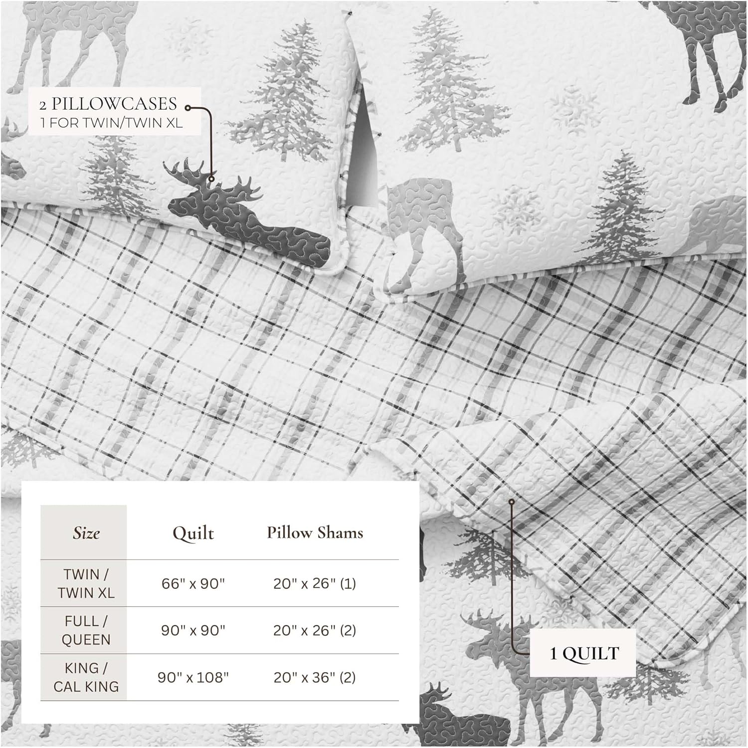 Great Bay Home Lodge Bedspread Twin XL Quilt Set with 1 Sham