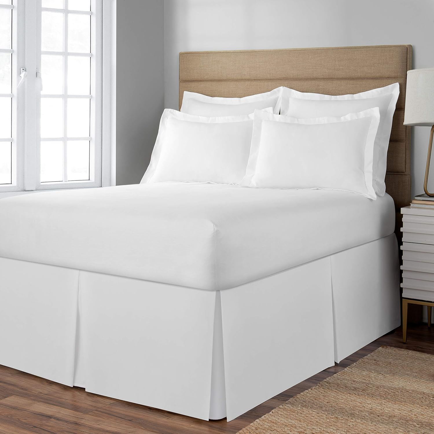 Space Maker Extra Long 21 Drop Length Bed Skirt Queen White