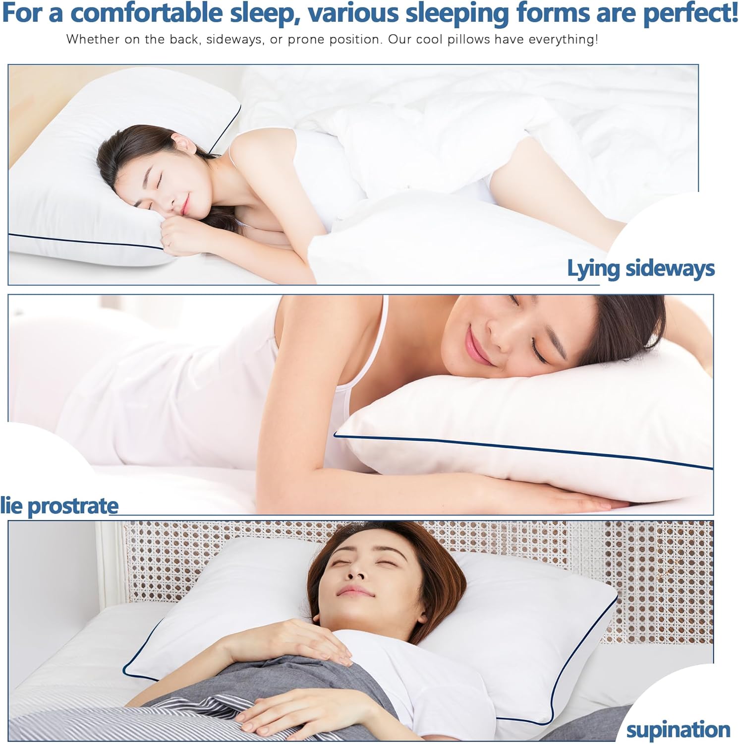 HAODEMI Cooling Bed Pillows 2 Pack with Soft Down Alternative Fill