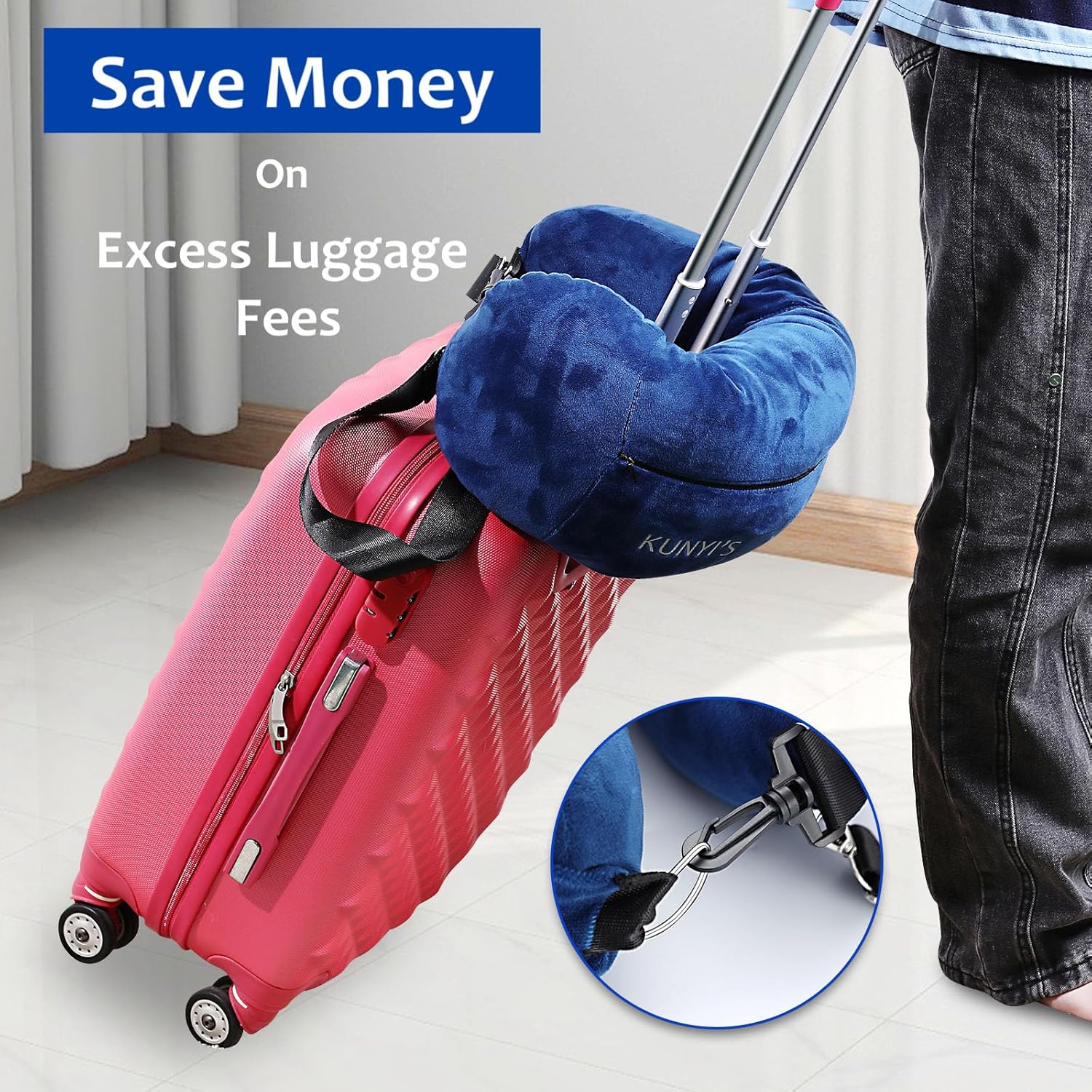 Kunyis Stuff-able Travel Pillow with Storage