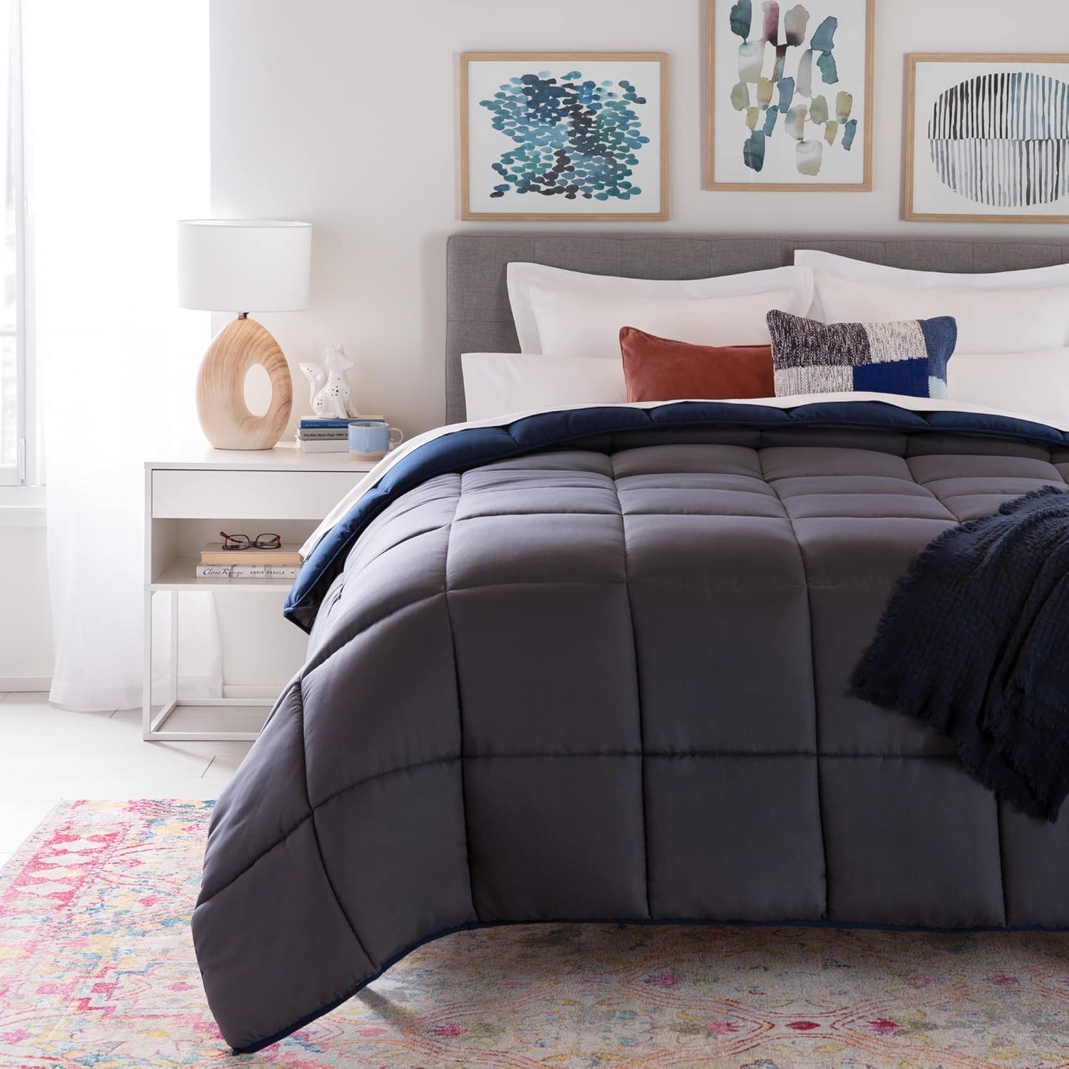 Linenspa Reversible Down Alternative Comforter - Twin XL NavyGraphite 1