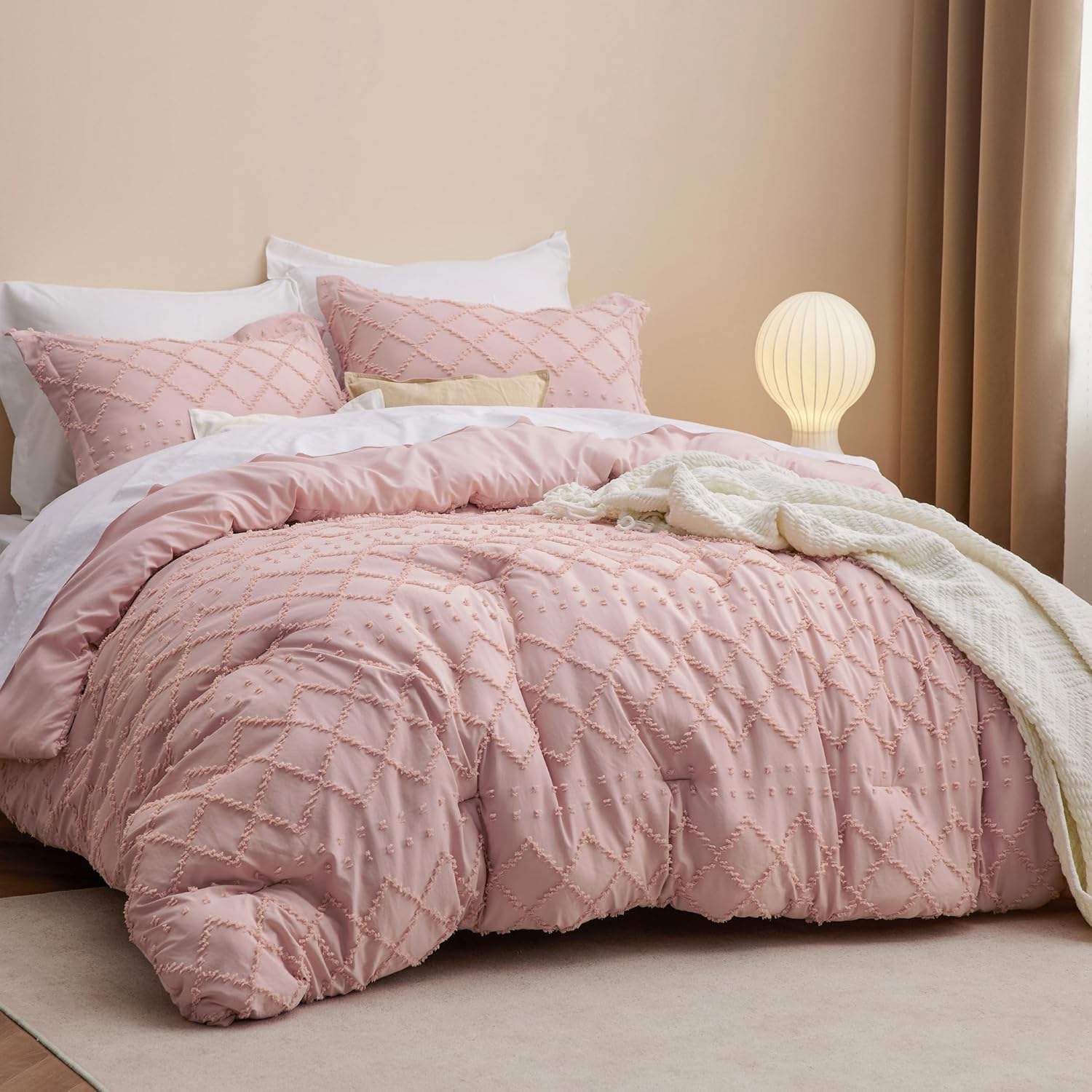 Bedsure Queen Comforter Set - Coral Pink