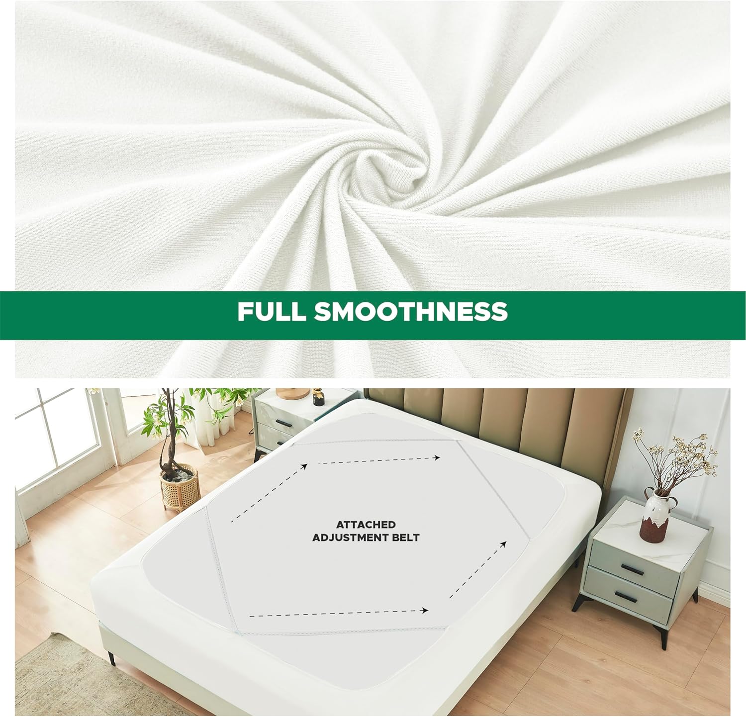 Biscaynebay Queen Bed Skirt Ivory Stretchy Box Spring Cover