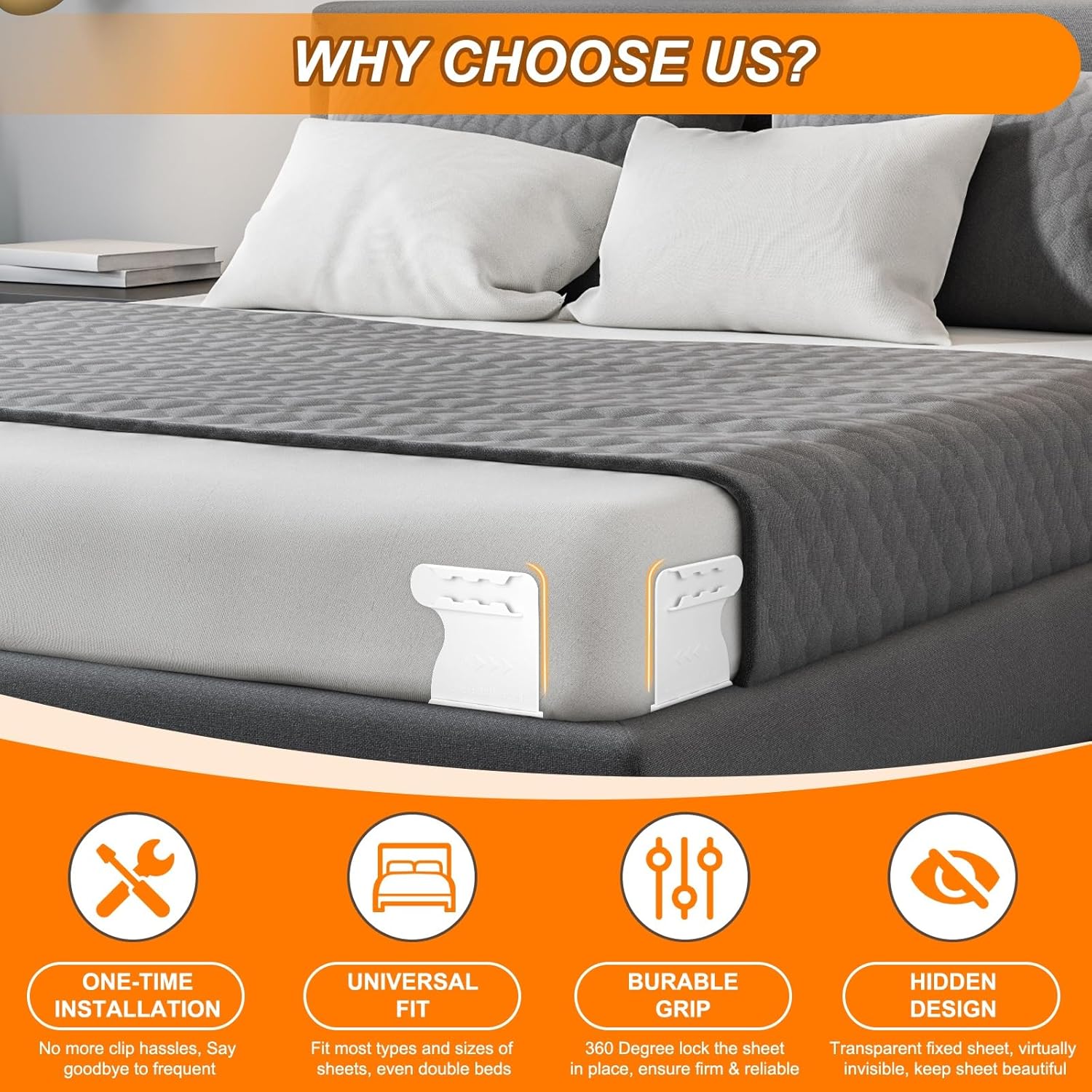 GASLIKE Lock Sheet Holders 4Pcs with Anti-Slip Pads