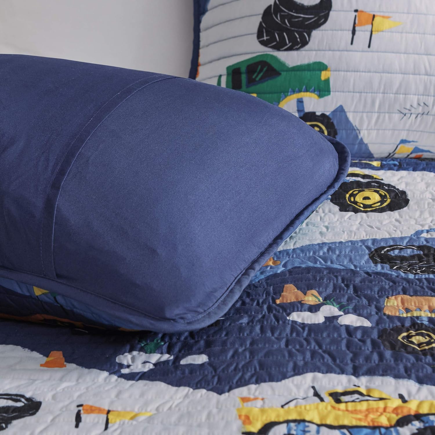 Mi Zone Kids Reversible Quilt Set with Big Wheel Monster Trucks Design