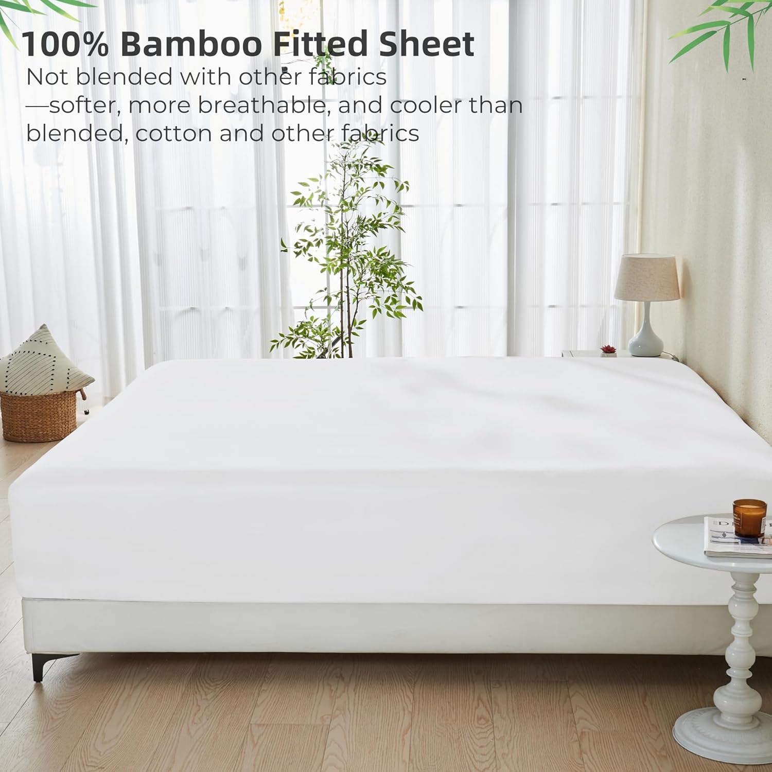 GOKOTTA Bamboo Rayon Fitted Sheet - King Size 16 Inch Pocket