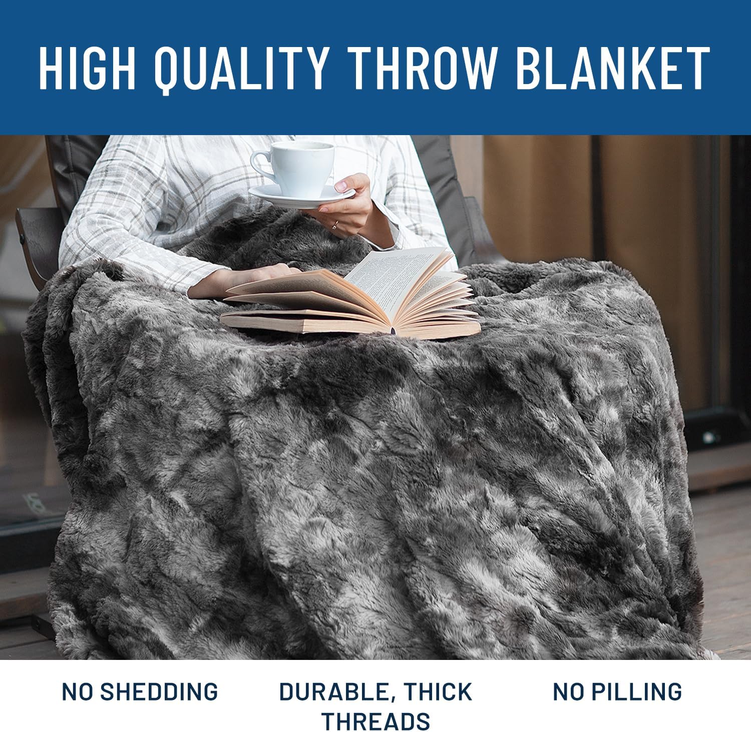 Everlasting Comfort Faux Fur Throw Blanket - Soft Fluffy Plush Throws